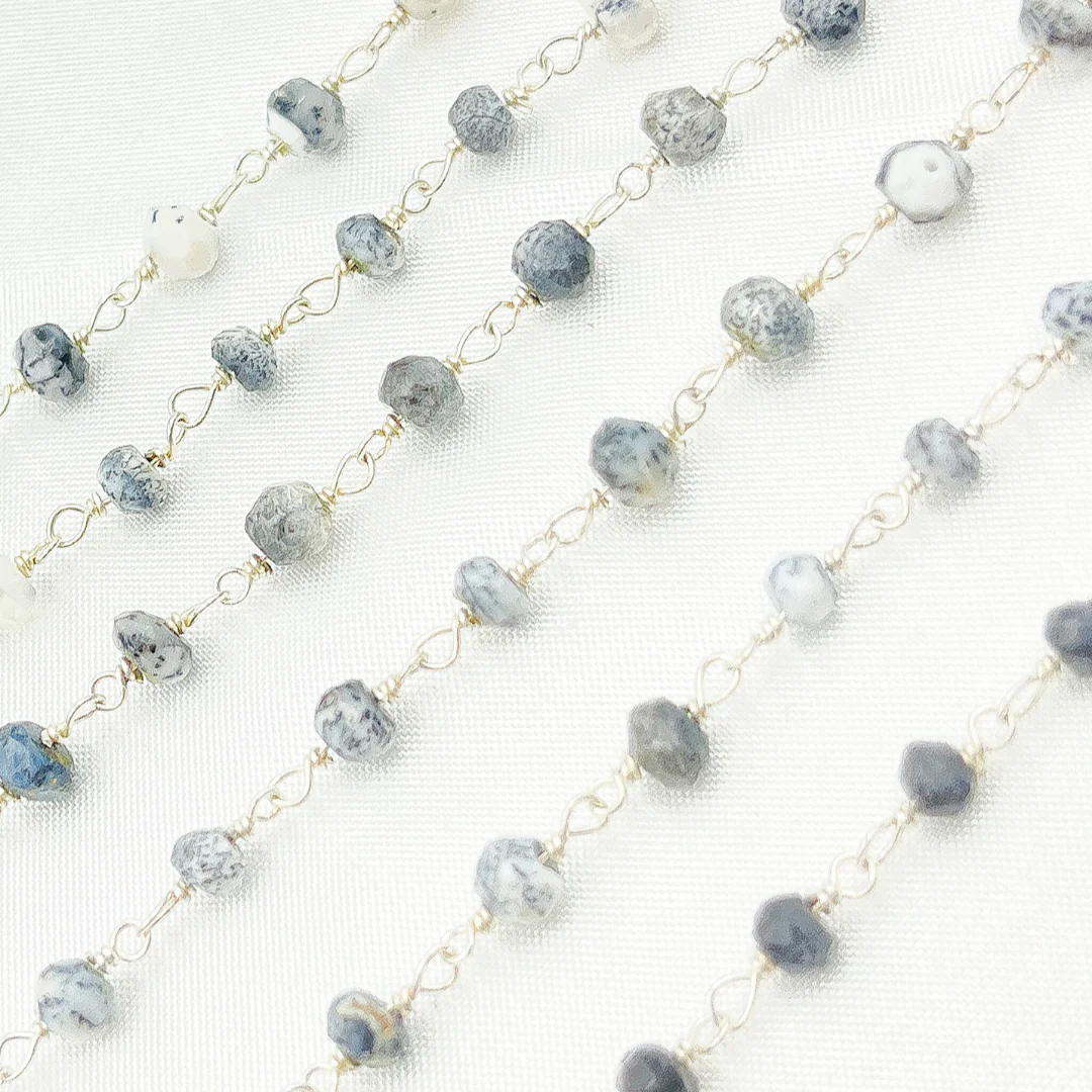 DEN14. Dendrite Opal 925 Sterling Silver Wire Chain - Image 6