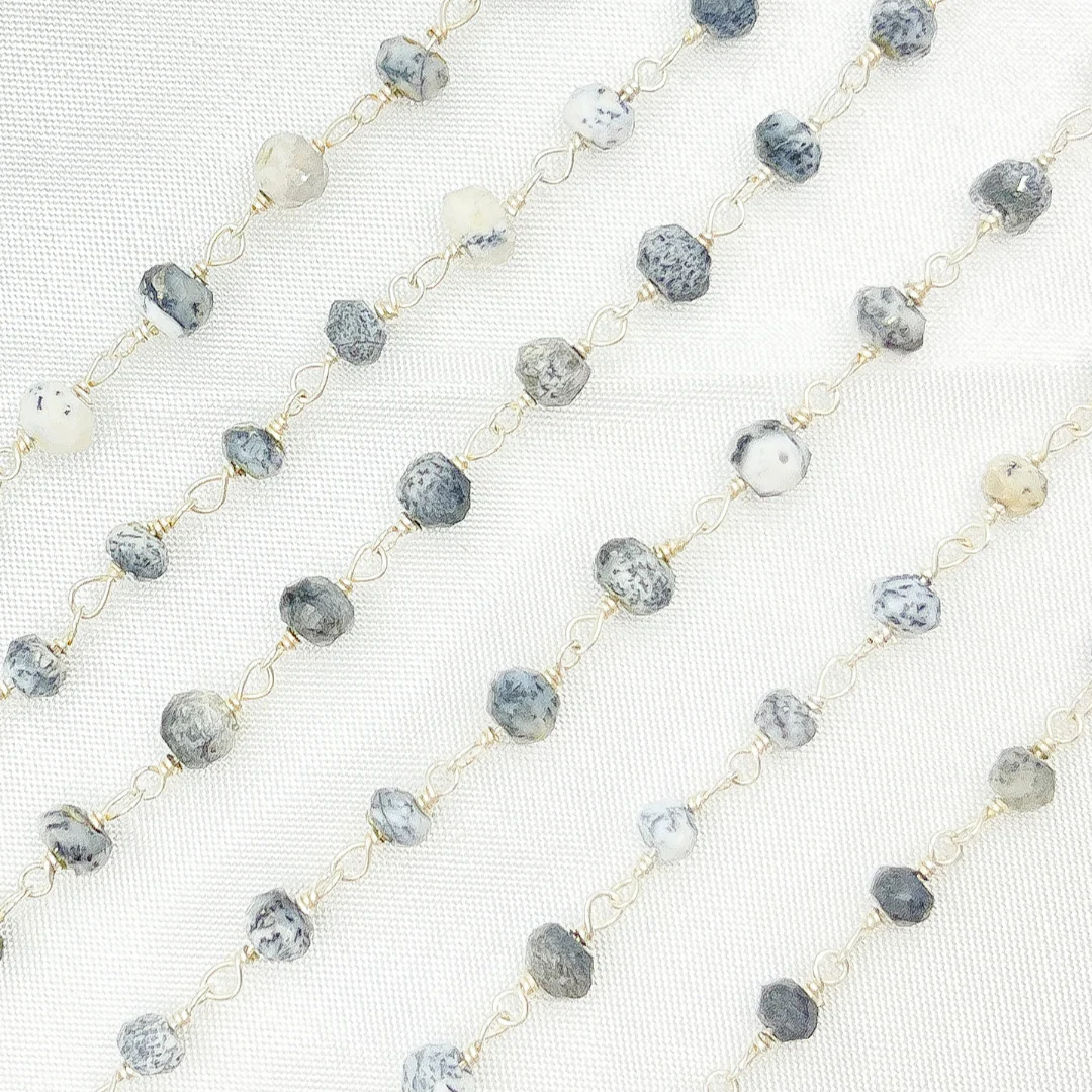 DEN14. Dendrite Opal 925 Sterling Silver Wire Chain - Image 7