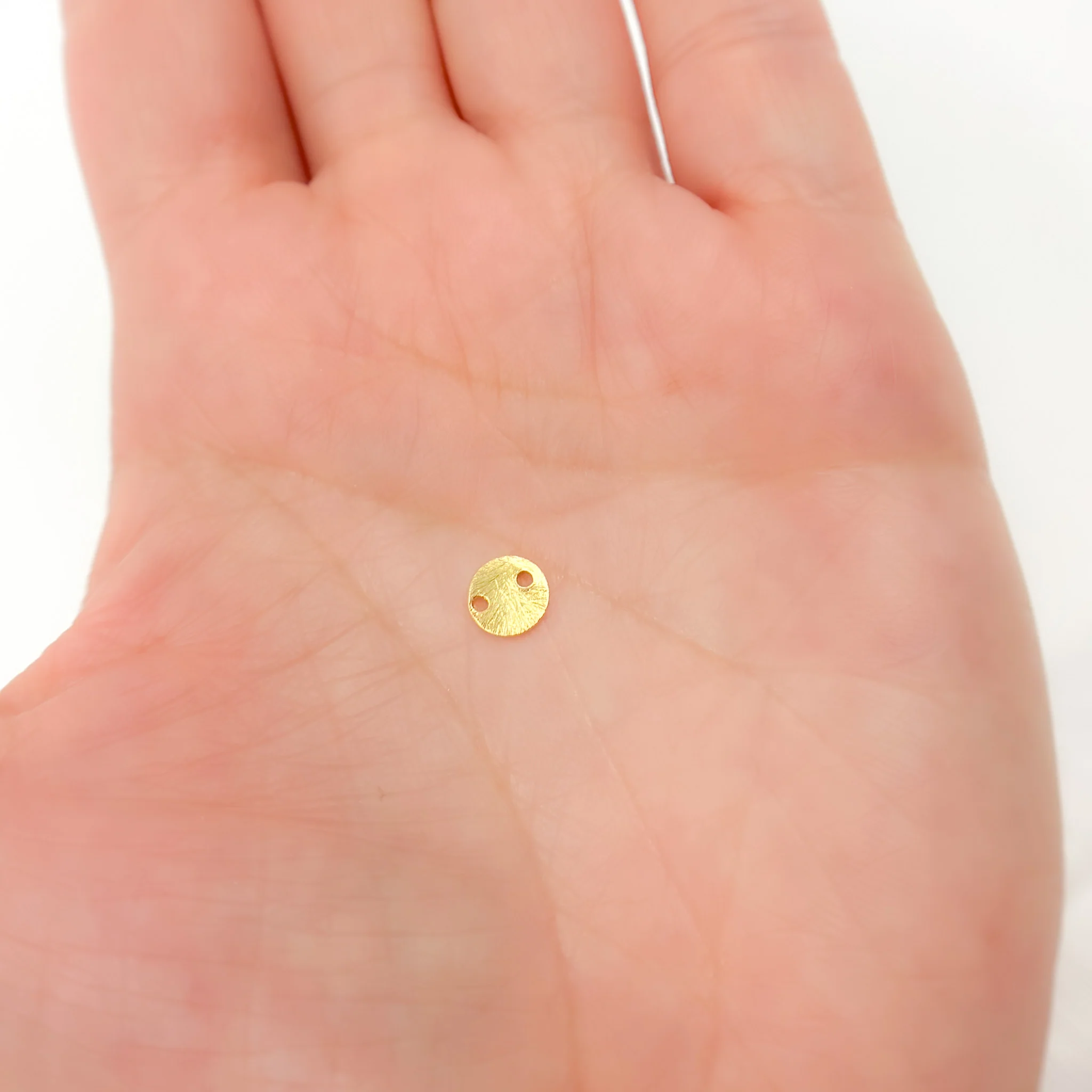 DGP6. 6MM Gold-Plated Sterling Silver Brushed Round Flat Disc Connector - Image 2