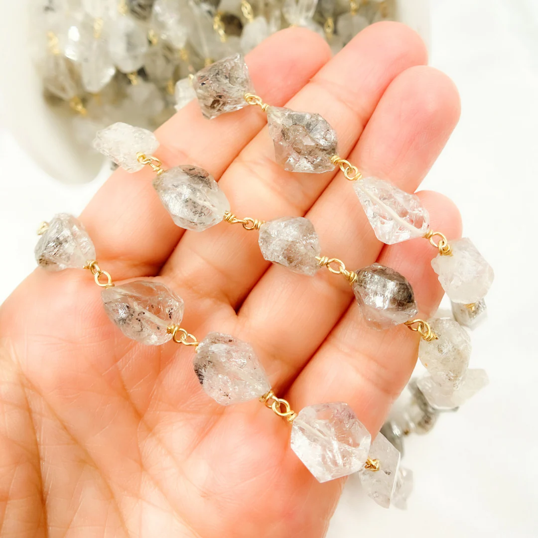 DQ2. Diamond Quartz Gold Plated Wire Chain. - Image 12