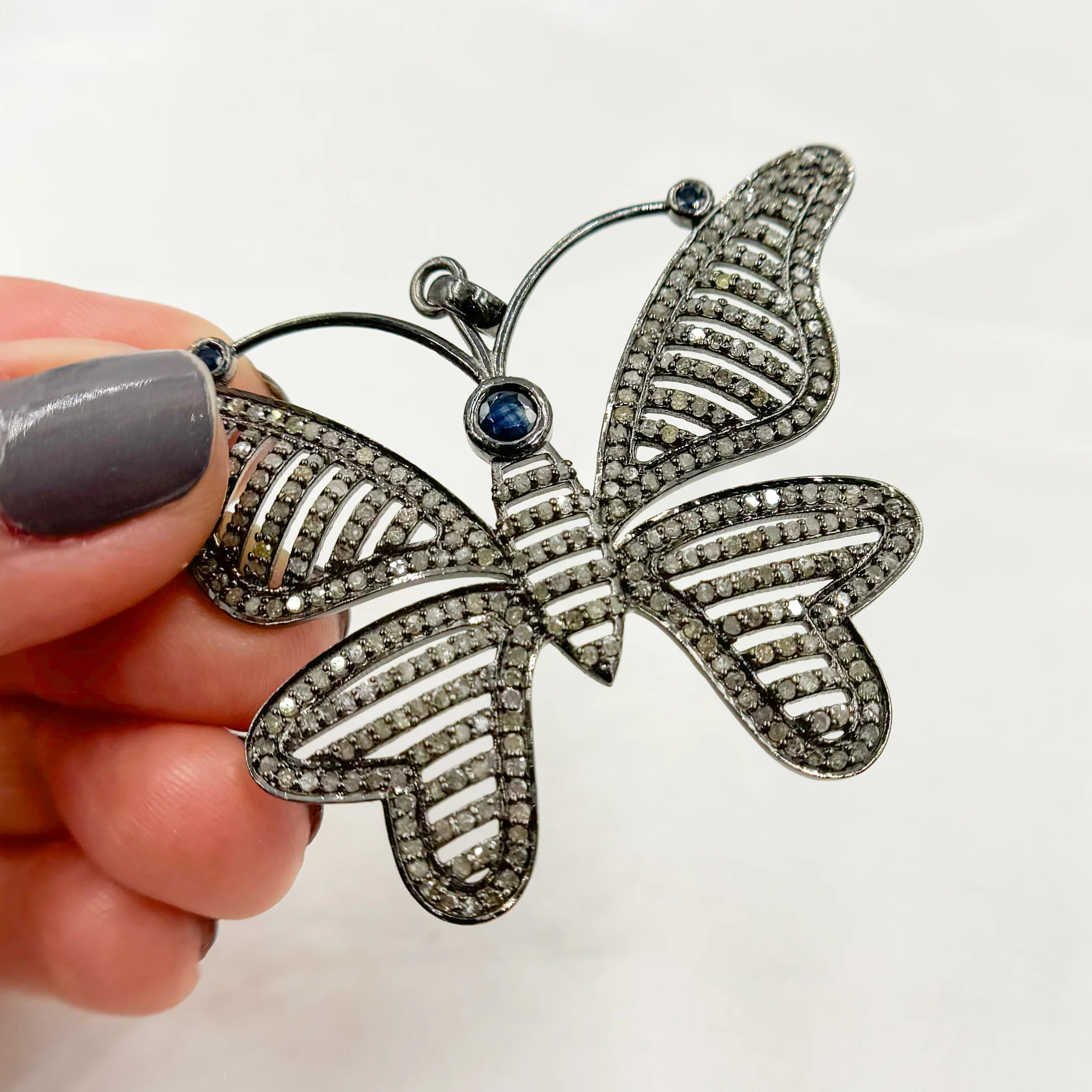 DP141. Diamond Sterling Silver Butterfly Pendant - Image 3