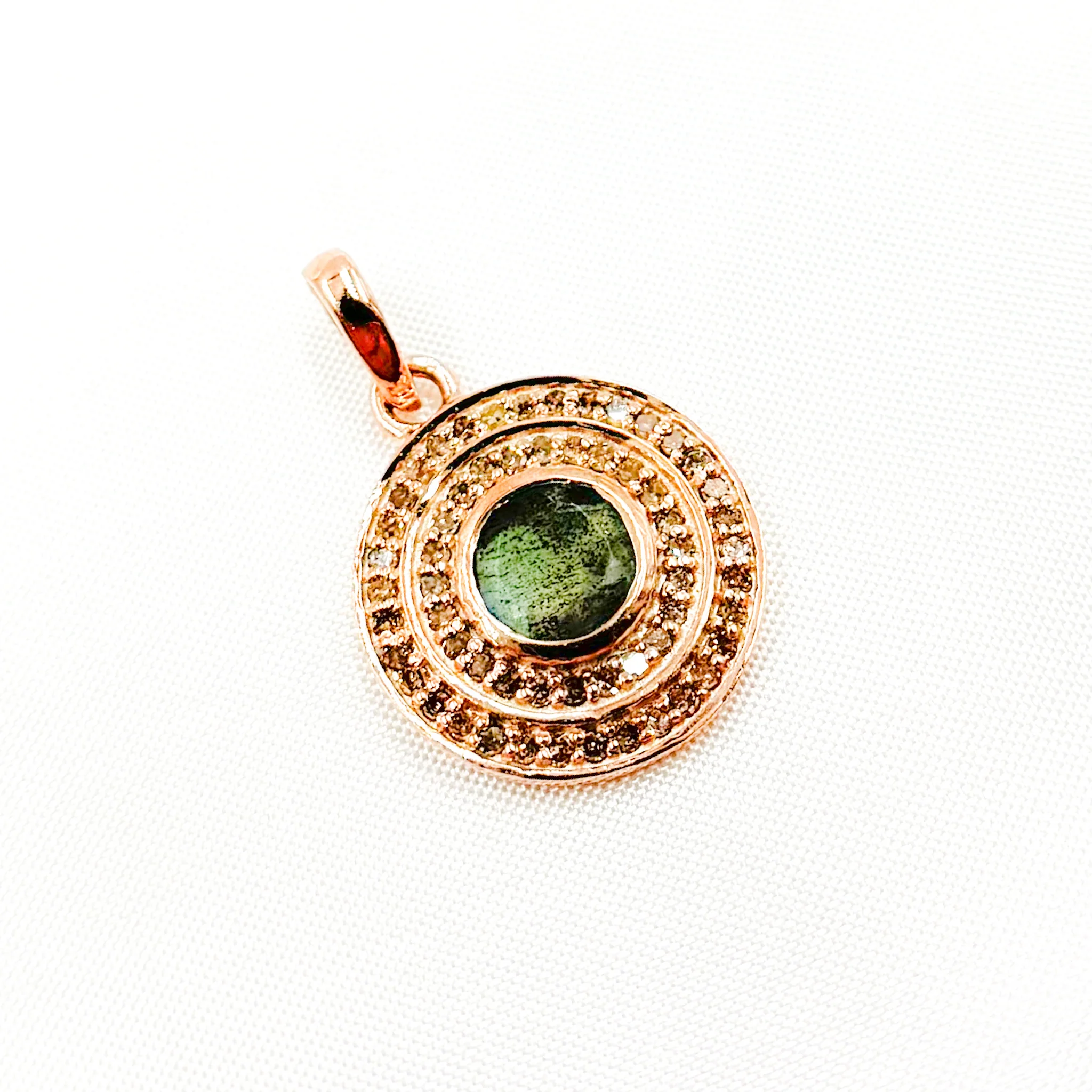 DP029. Diamond Sterling Silver Round Pendant with Gemstone - Image 5