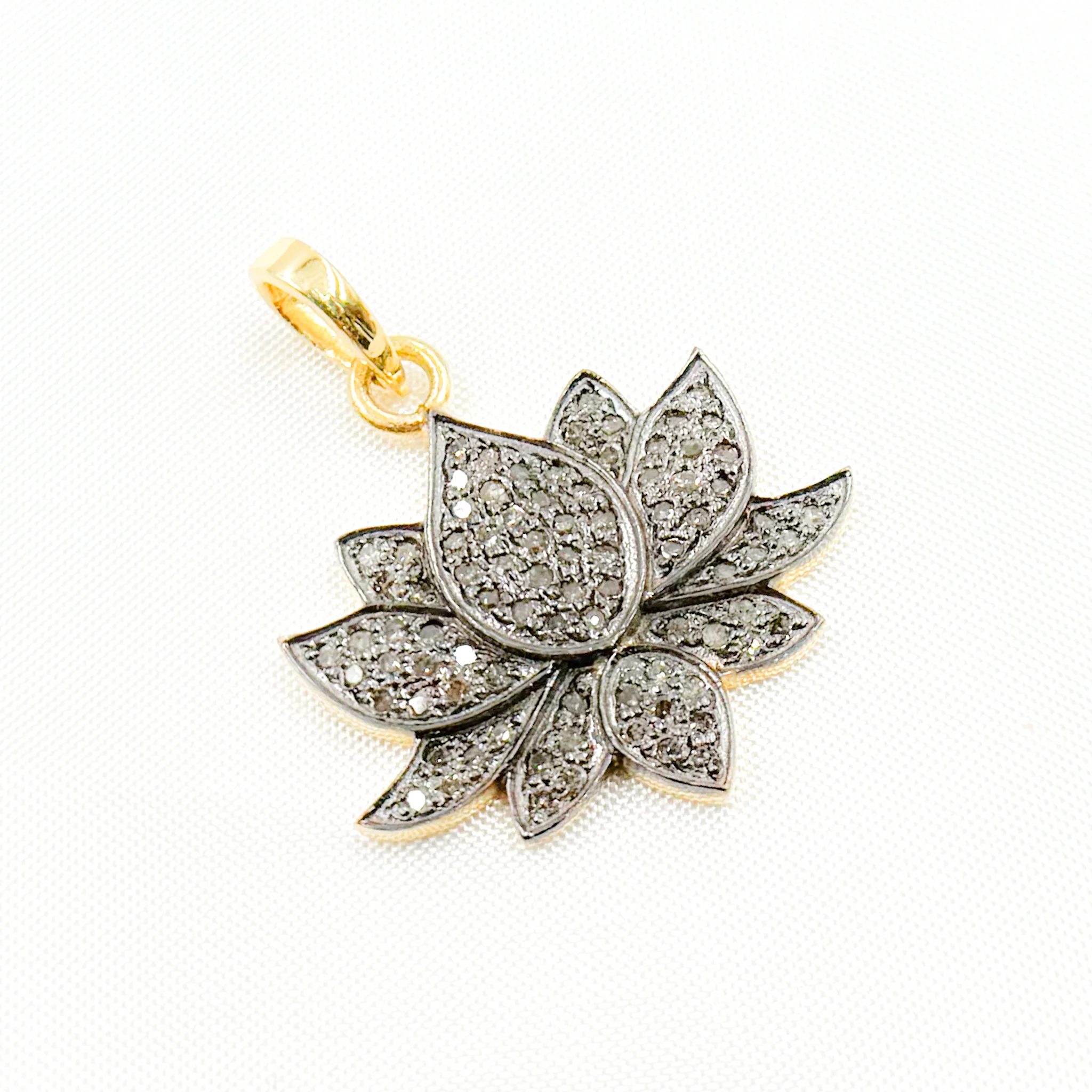 DP192. Diamond Sterling Silver Lotus Pendant - Image 11
