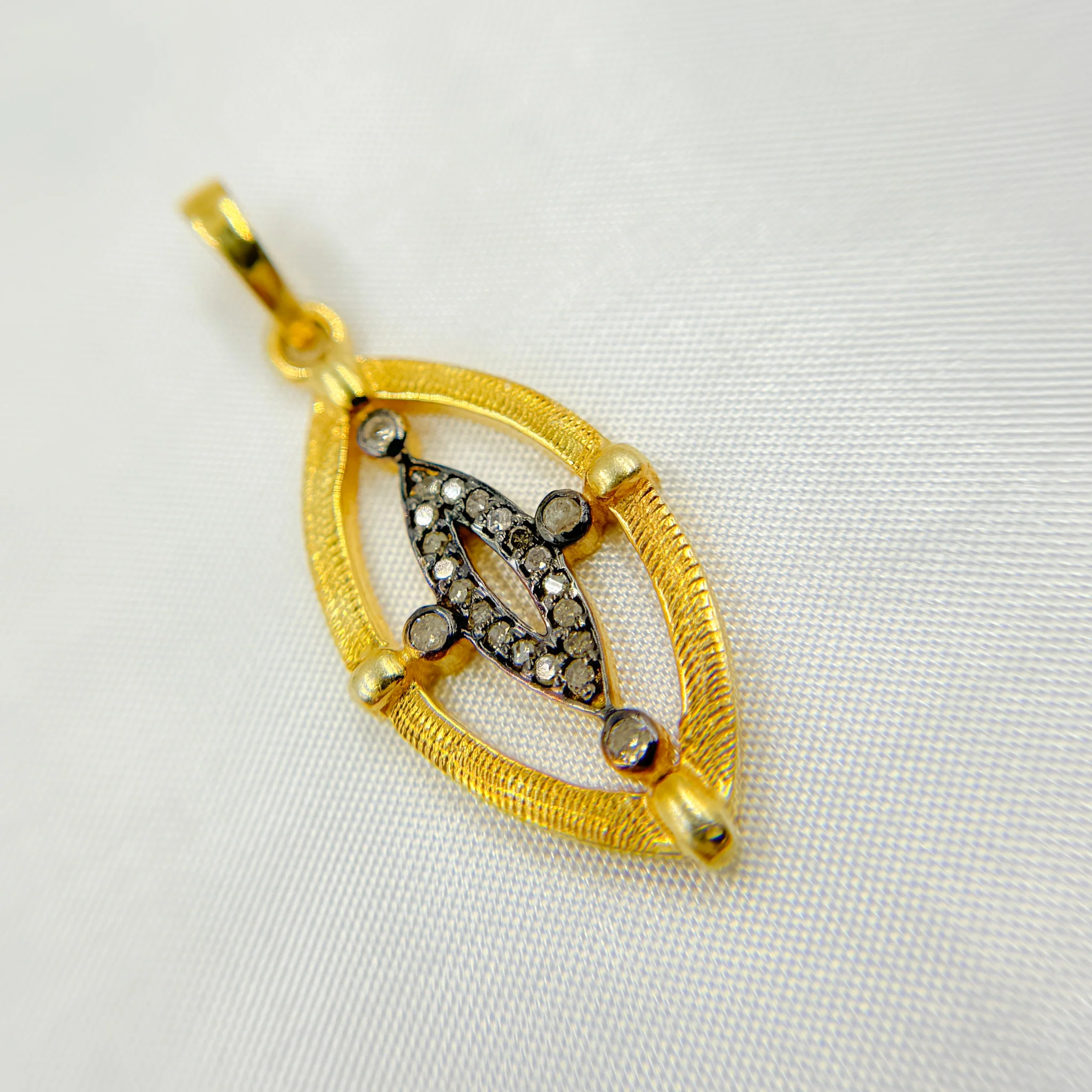 DP202. Diamond Sterling Silver Marquise Shape Pendant - Image 3