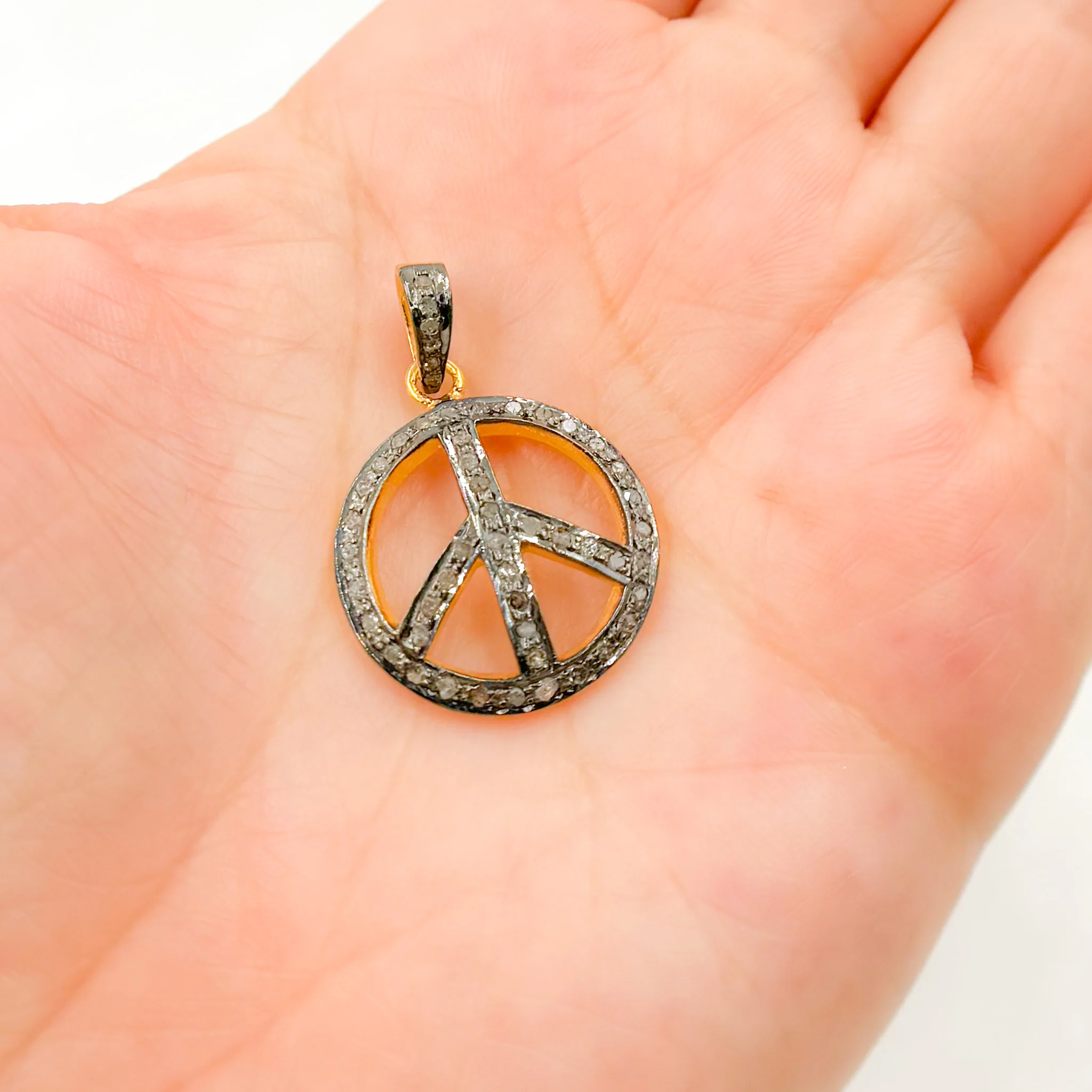 DP228. Diamond Sterling Silver Round Peace Pendant - Image 2