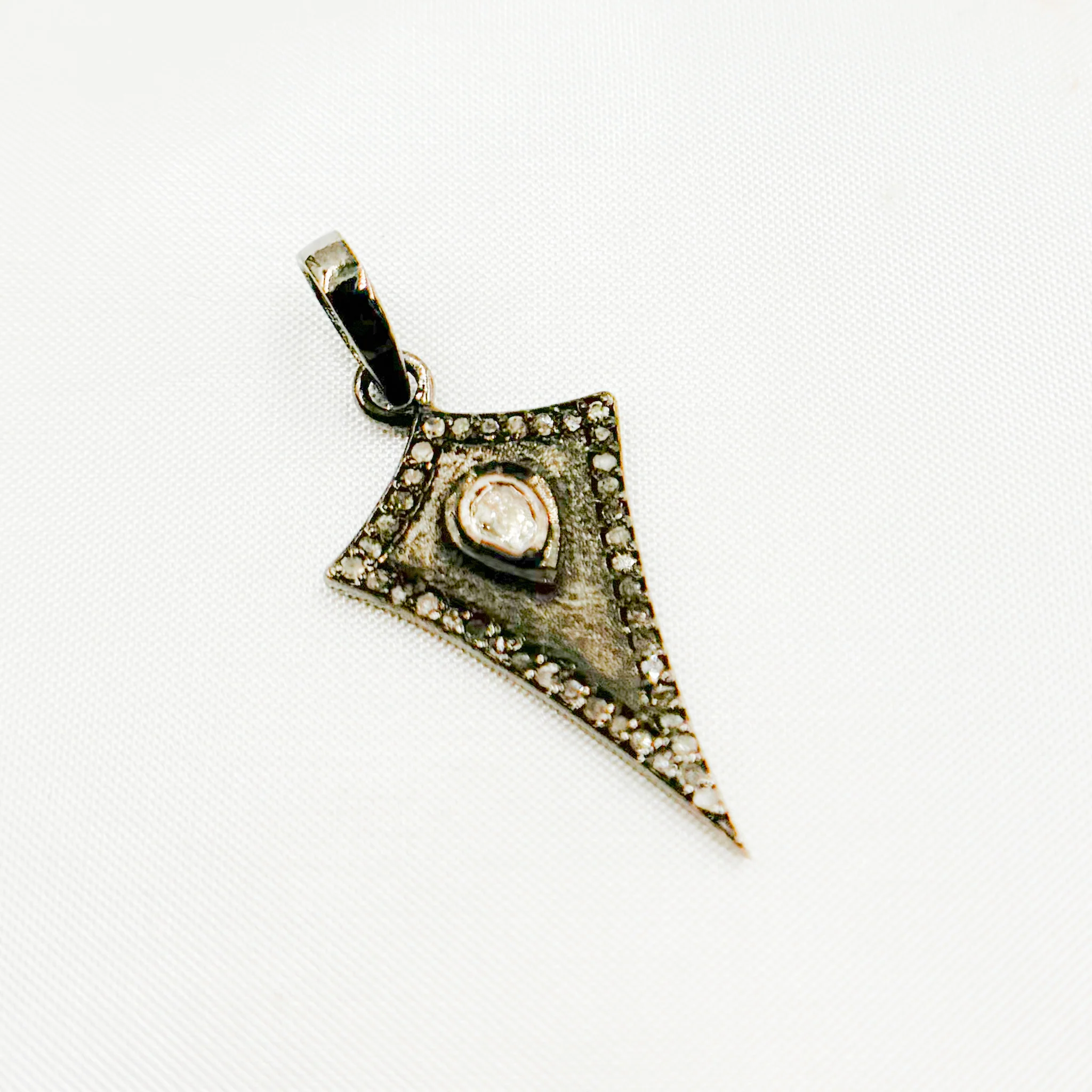 DP263. Diamond Silver Arrow Head Pendant with Polki Diamond - Image 4