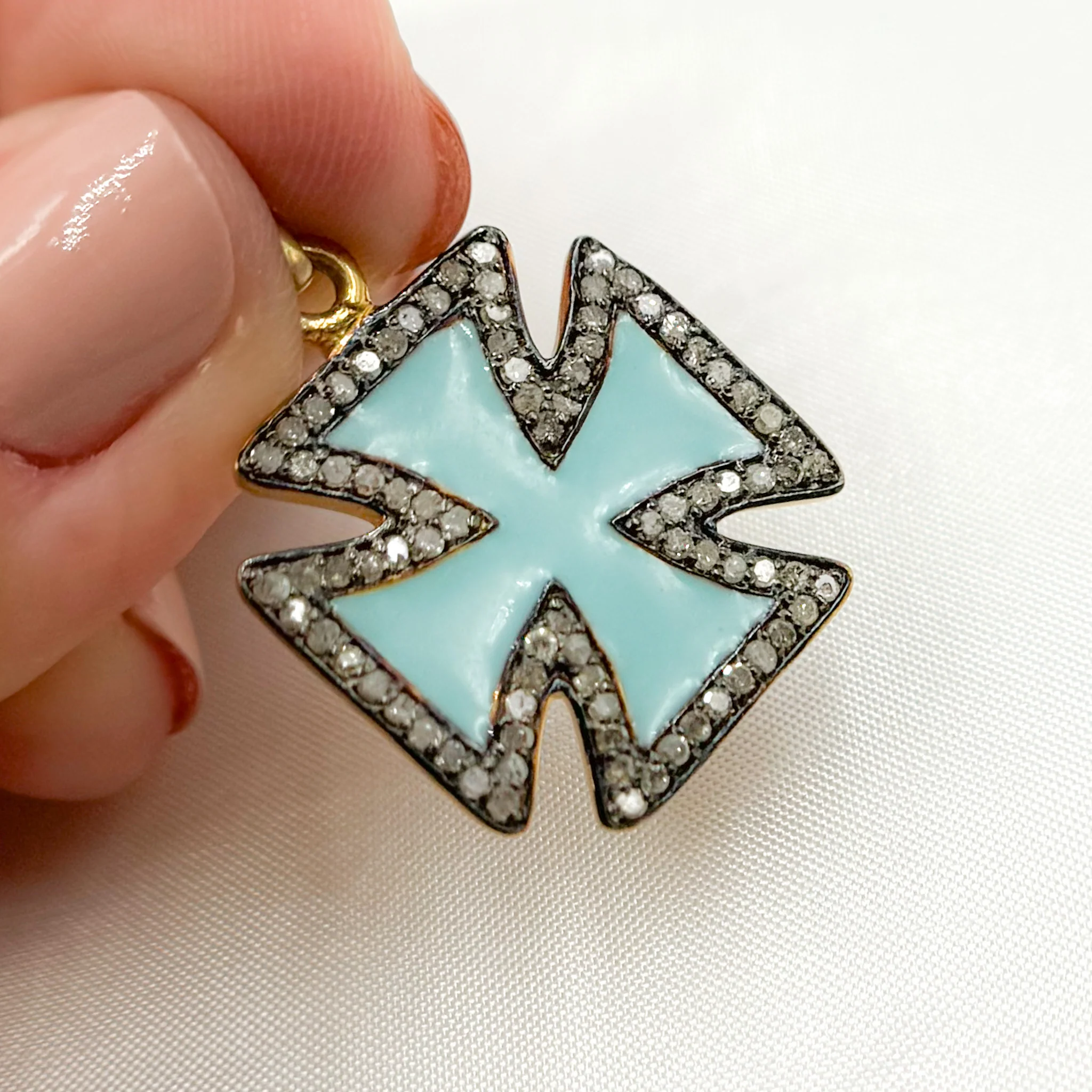 DP286A. Diamond Sterling Silver Cross Enamel Pendant - Image 6