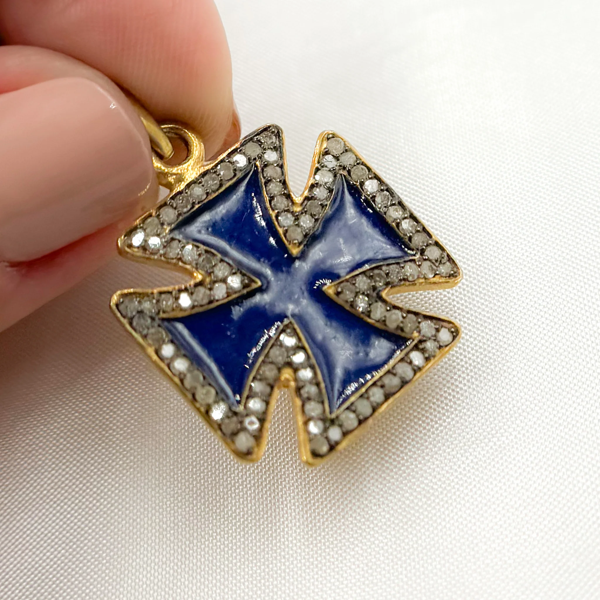 DP286A. Diamond Sterling Silver Cross Enamel Pendant - Image 8