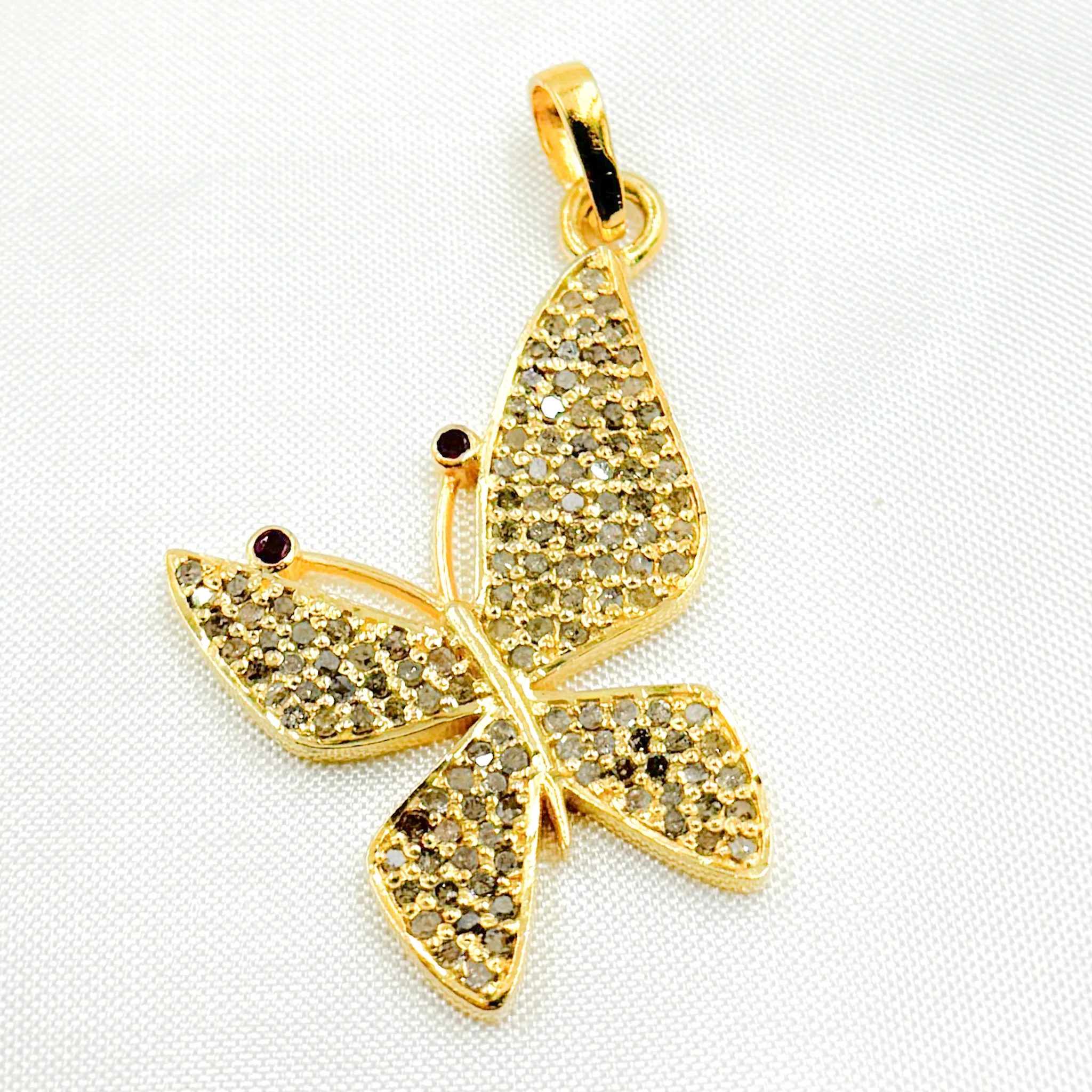 DP380. Diamond Sterling Silver Butterfly Pendant with Gemstone - Image 3