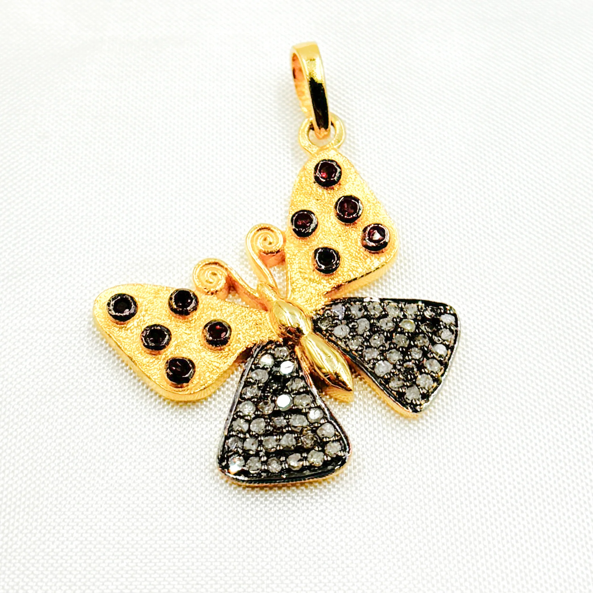 DP382. Diamond Sterling Silver Butterfly Pendant with Gemstone - Image 3