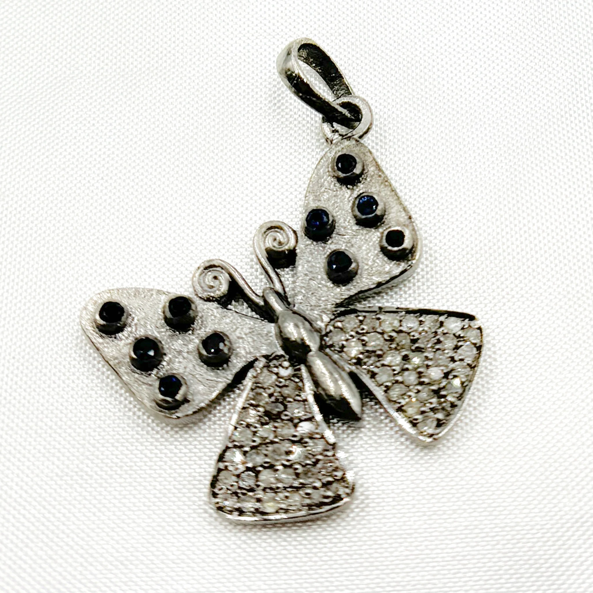 DP382. Diamond Sterling Silver Butterfly Pendant with Gemstone - Image 4