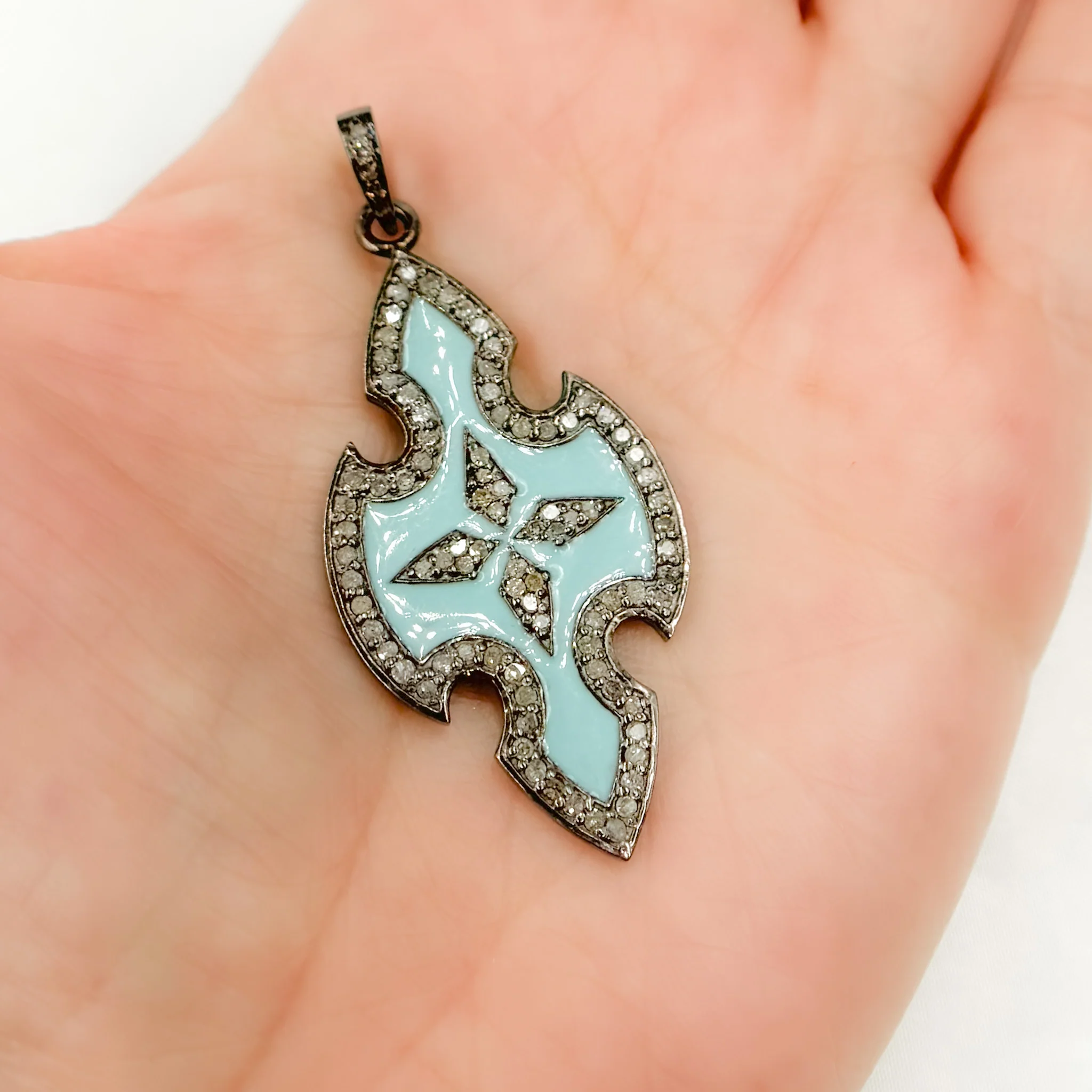 DP412A. Diamond Sterling Silver Cross Enamel Pendant - Image 2