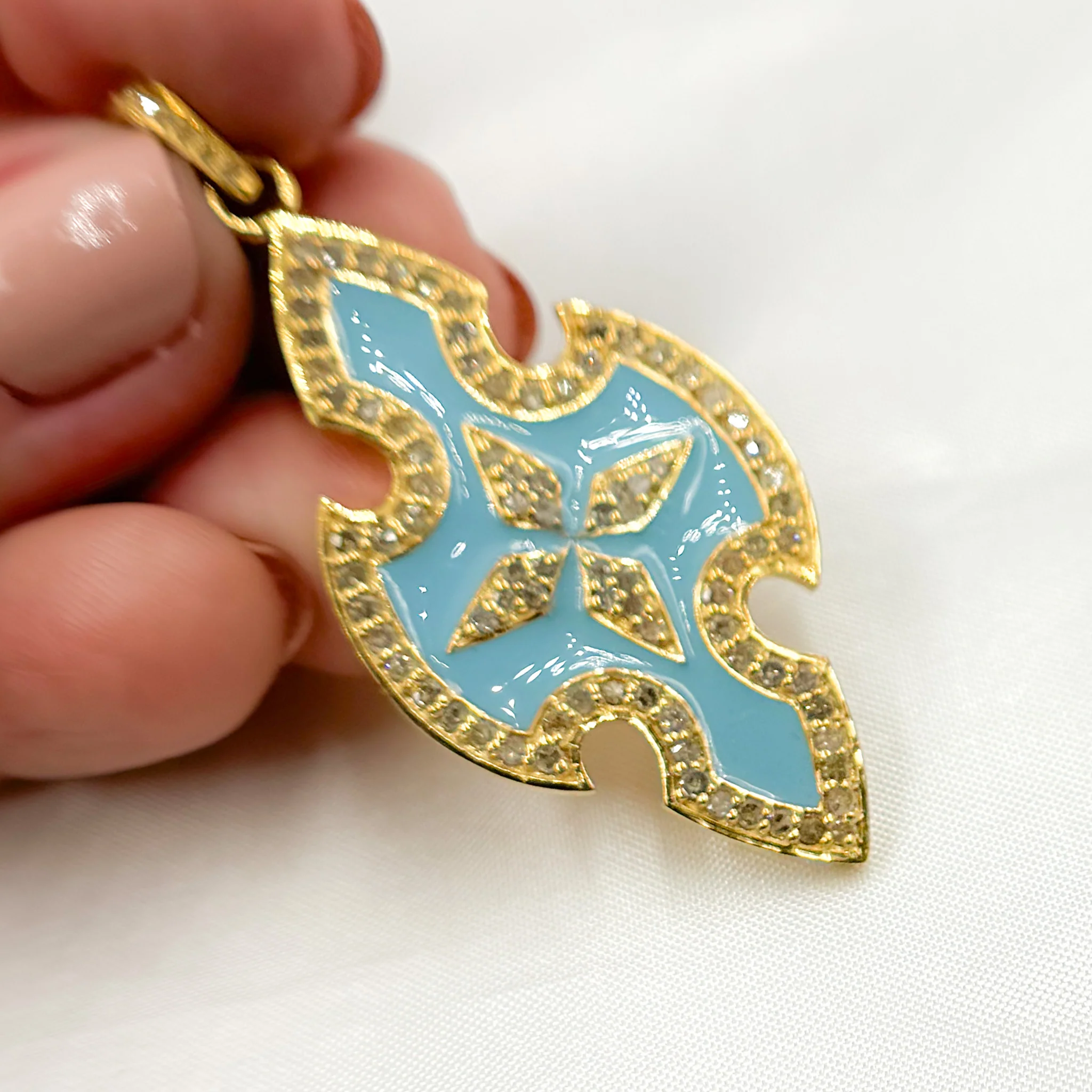 DP412A. Diamond Sterling Silver Cross Enamel Pendant - Image 3