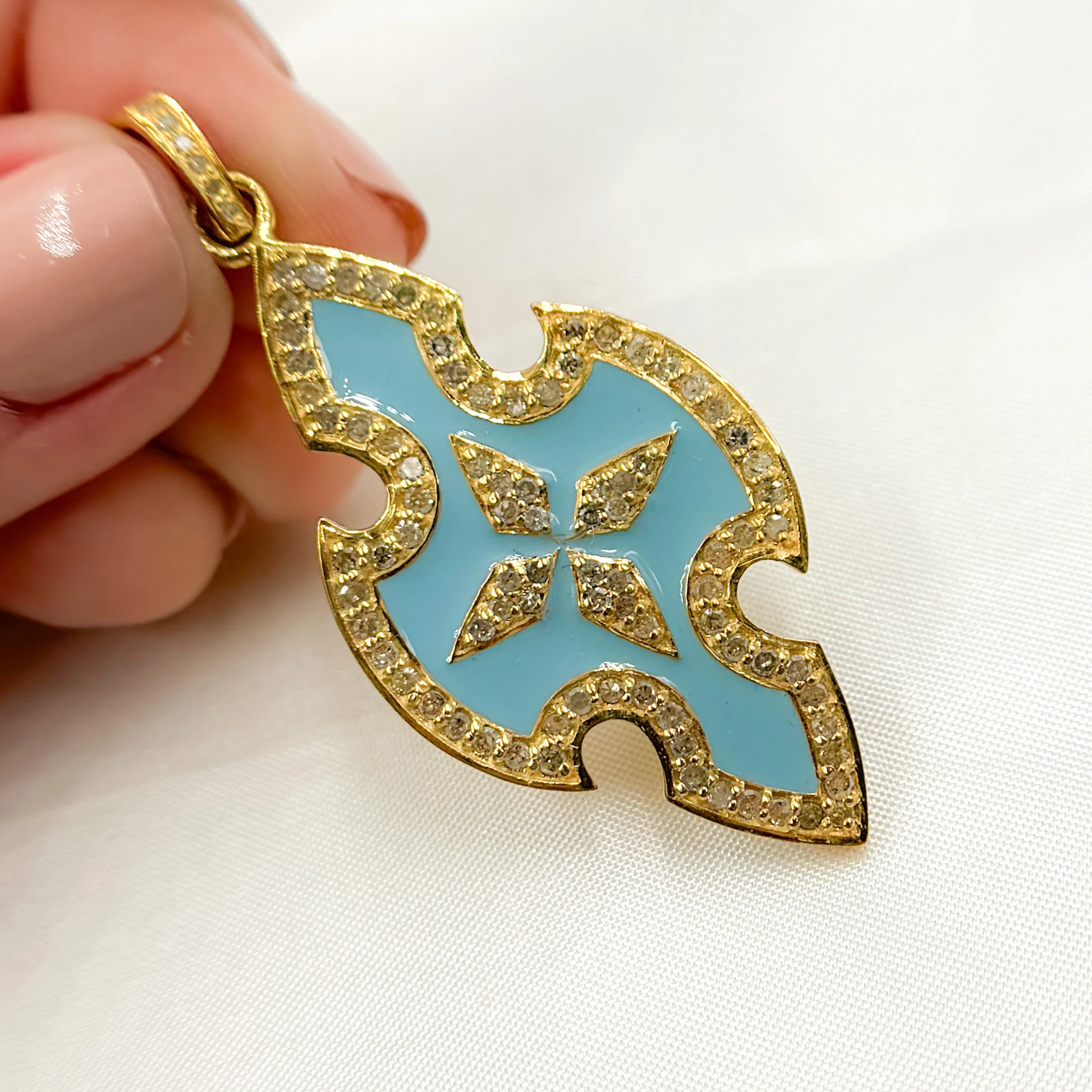 DP412A. Diamond Sterling Silver Cross Enamel Pendant - Image 4