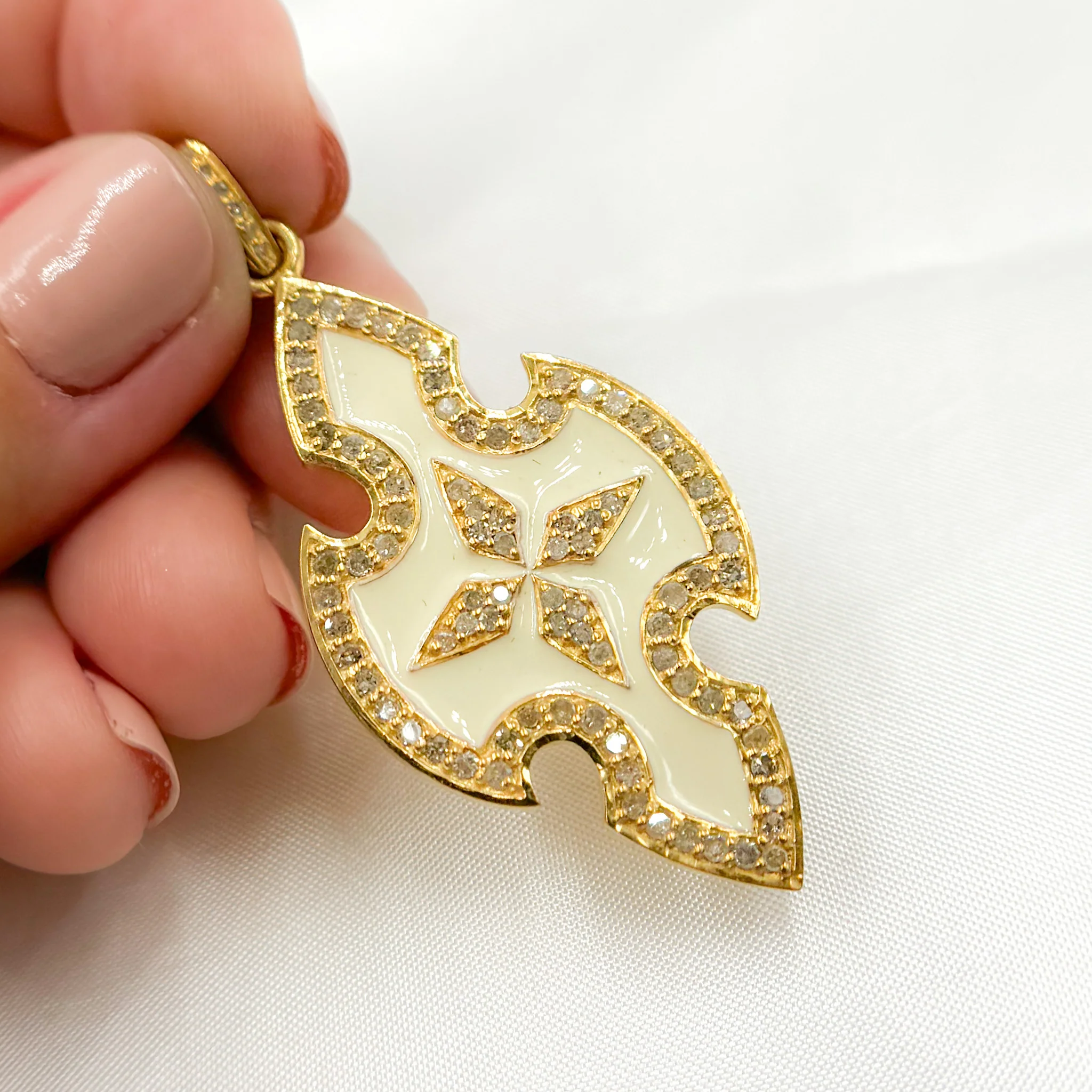 DP412A. Diamond Sterling Silver Cross Enamel Pendant - Image 5