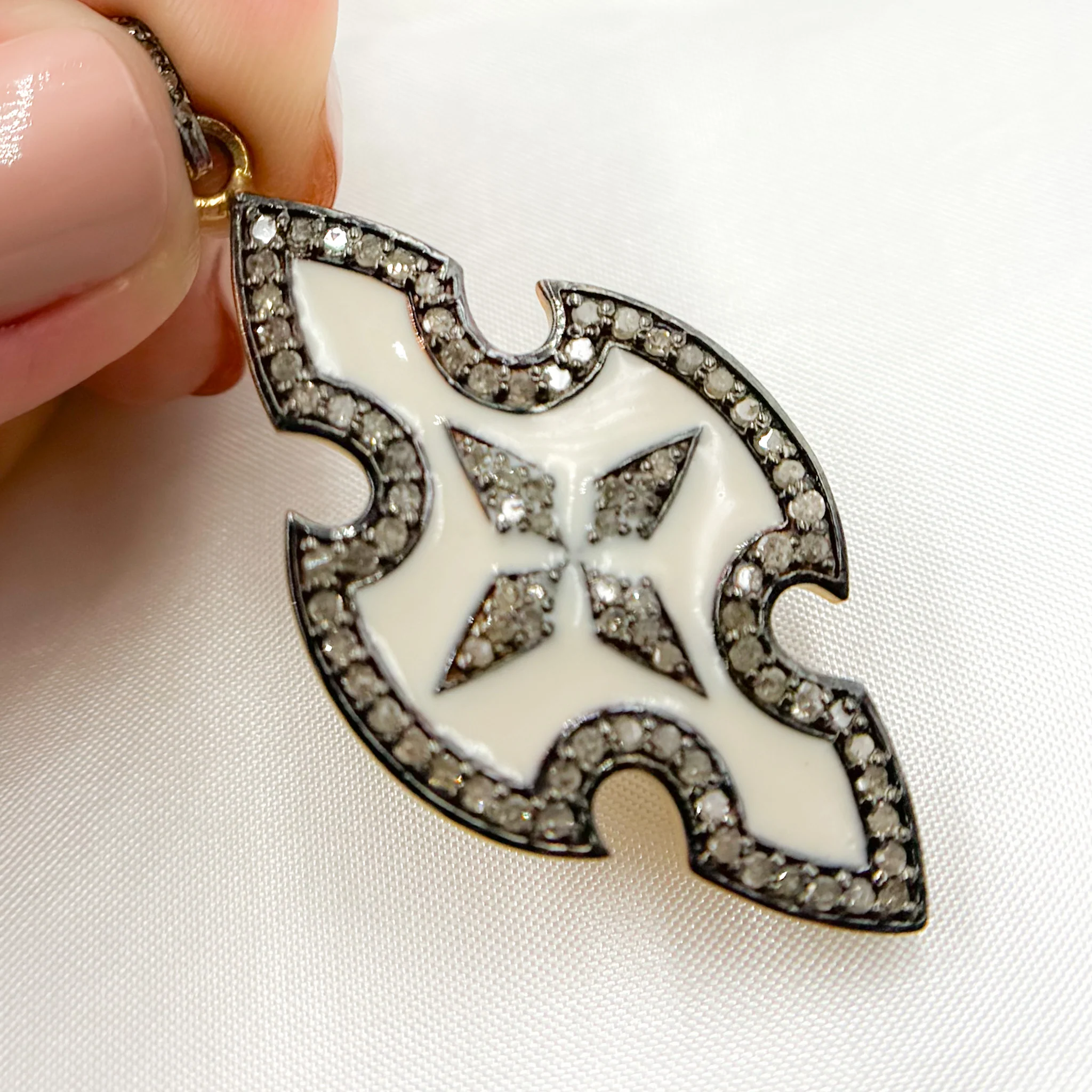 DP412A. Diamond Sterling Silver Cross Enamel Pendant - Image 7