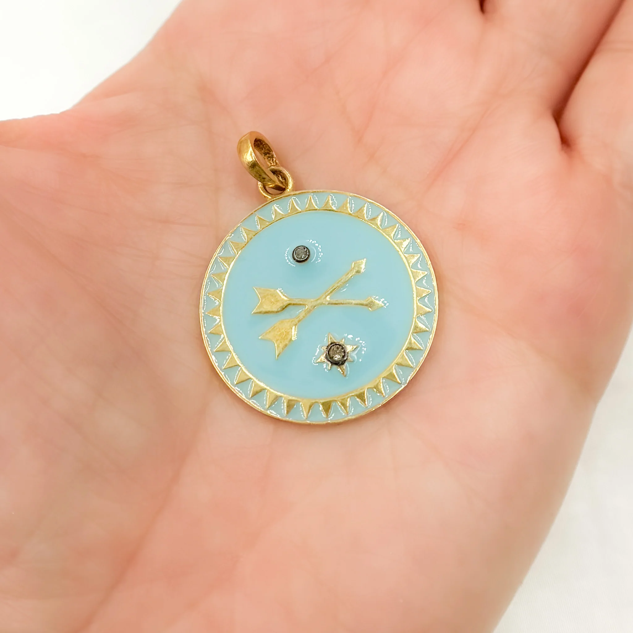 DP558A. Diamond Sterling Silver Round Enamel Pendant - Image 2