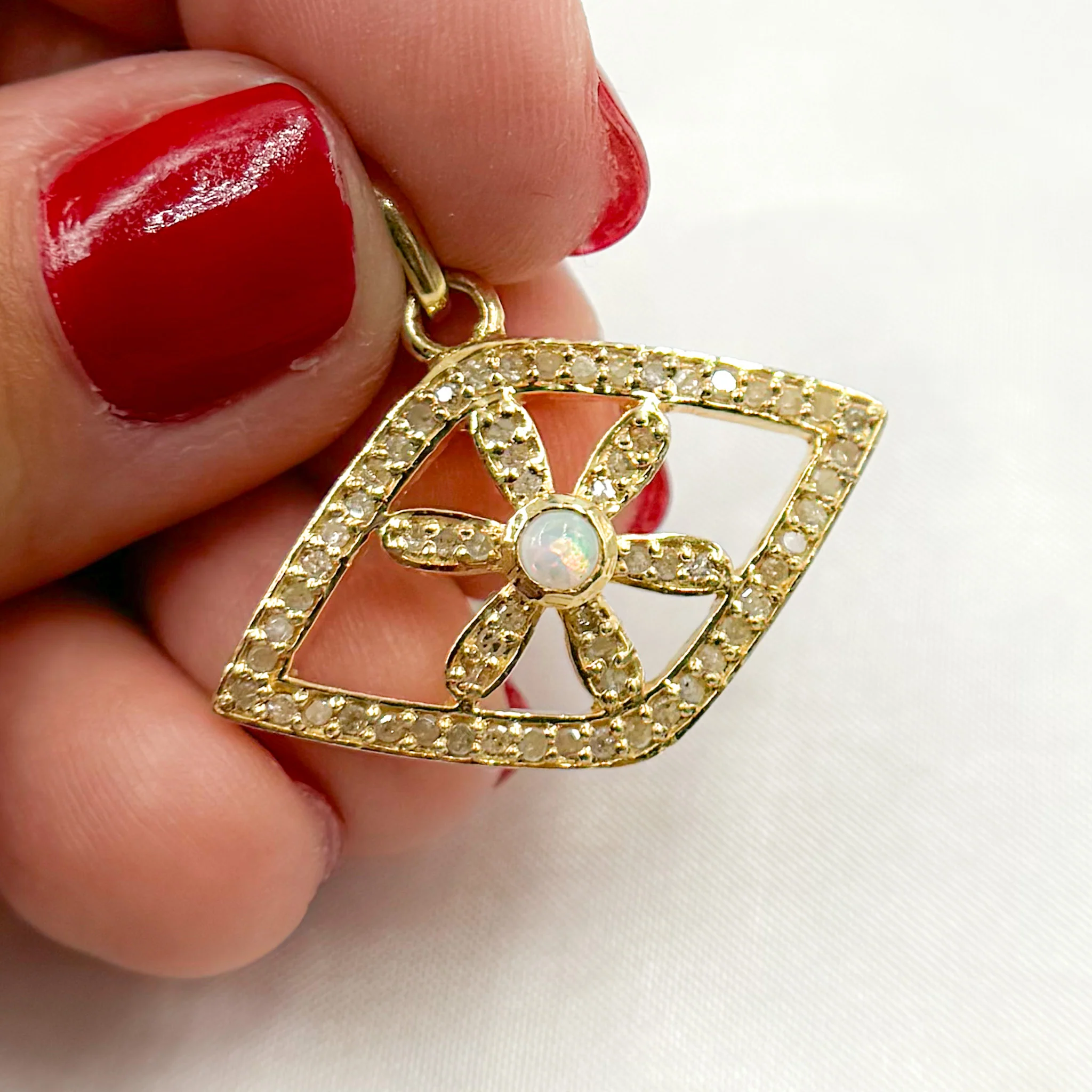 DP570. Diamond Sterling Silver Eye Pendant with Gemstone - Image 11