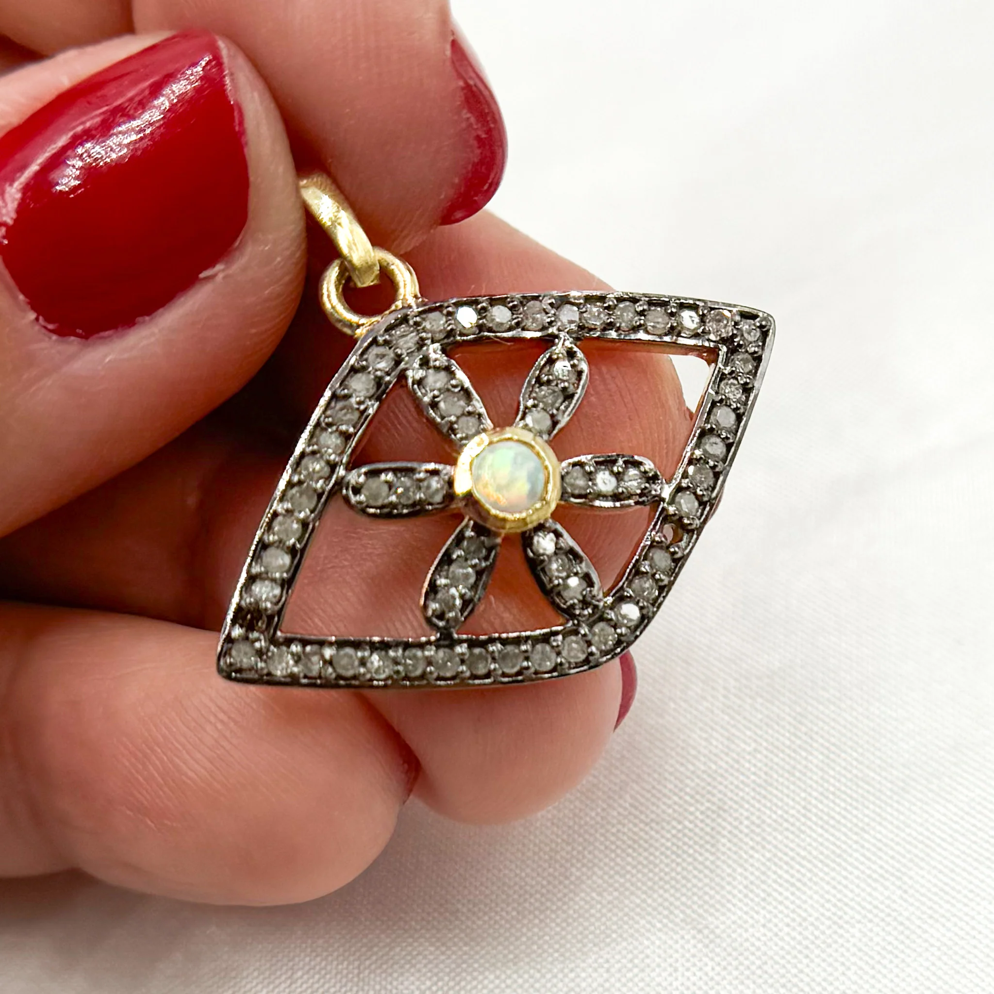 DP570. Diamond Sterling Silver Eye Pendant with Gemstone - Image 18
