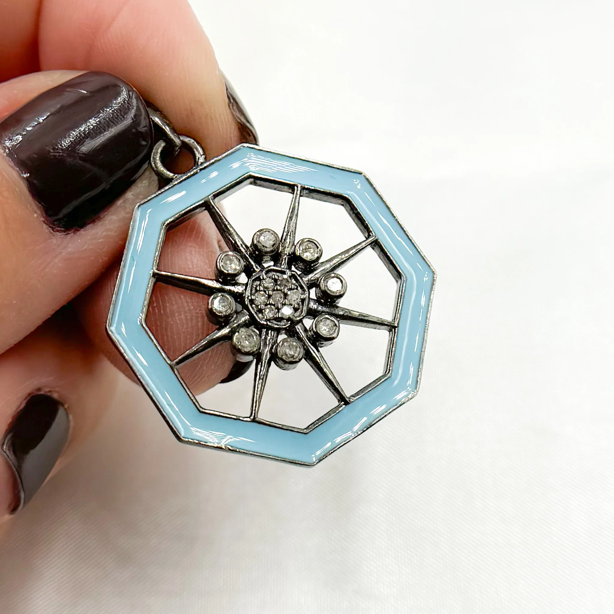 DP577. Diamond Sterling Silver Enamel Pendant - Image 4