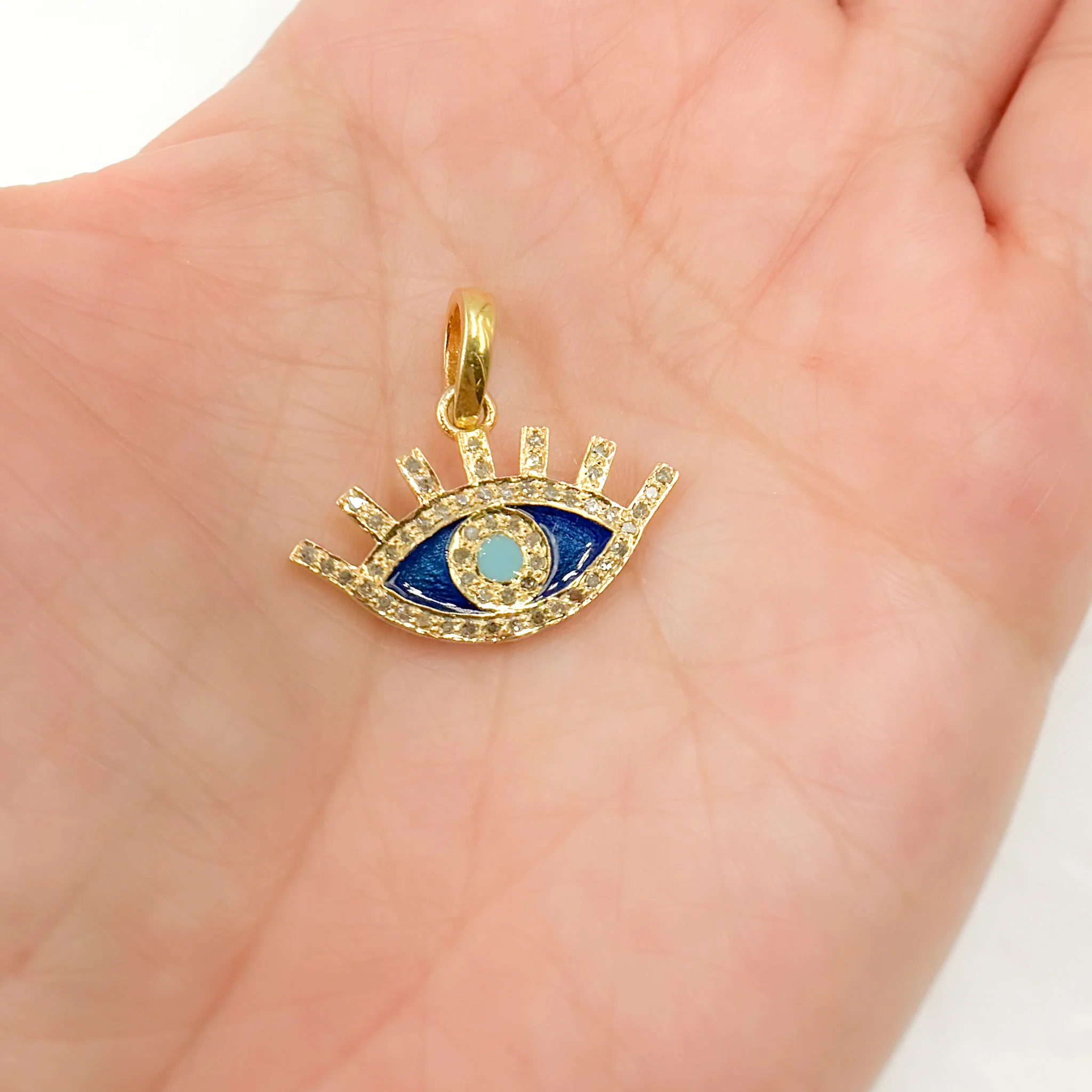 DP579A. Diamond Sterling Silver Eye Enamel Pendant - Image 2