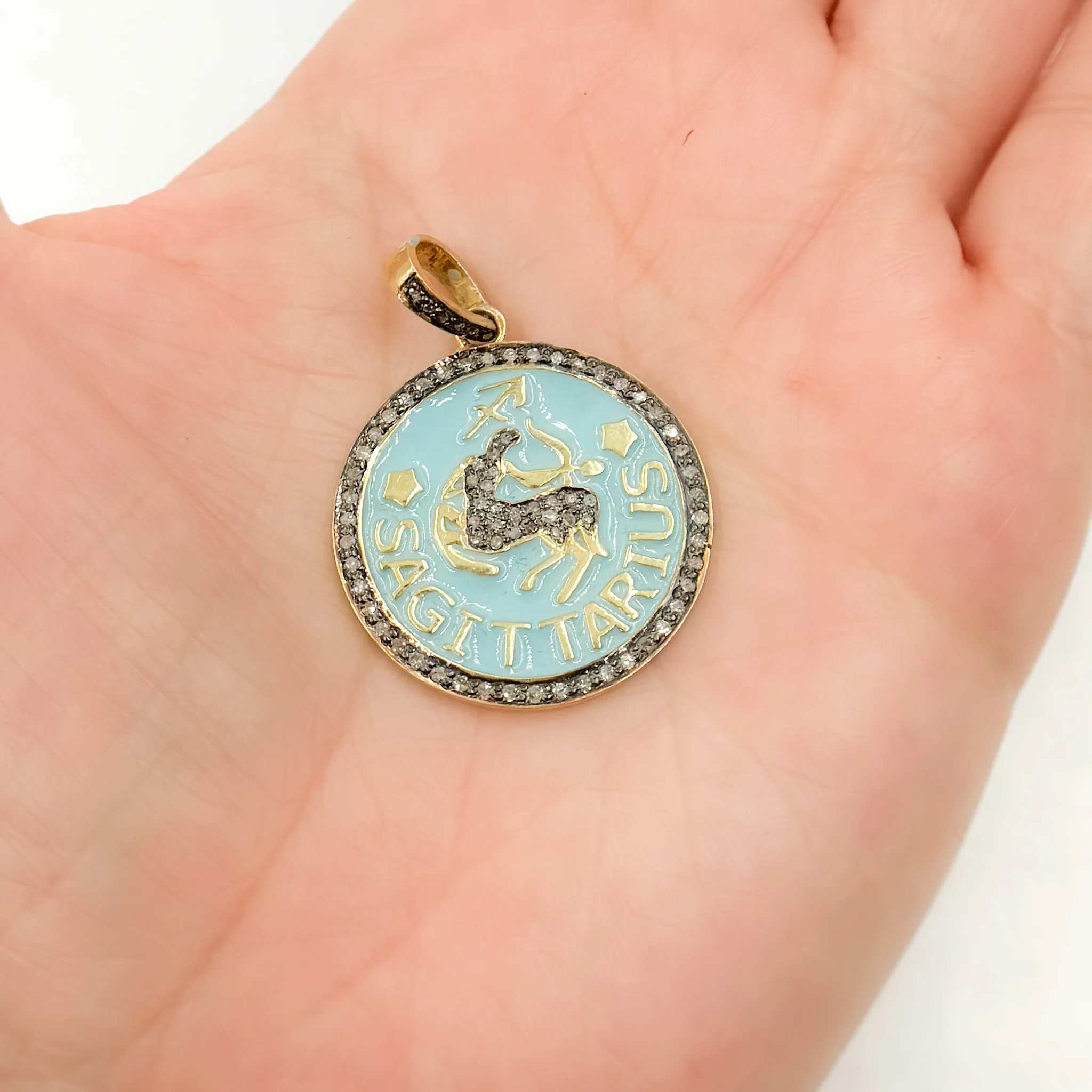 DP621A. Diamond Sterling Silver Sagittarius Zodiac Enamel Pendant - Image 2