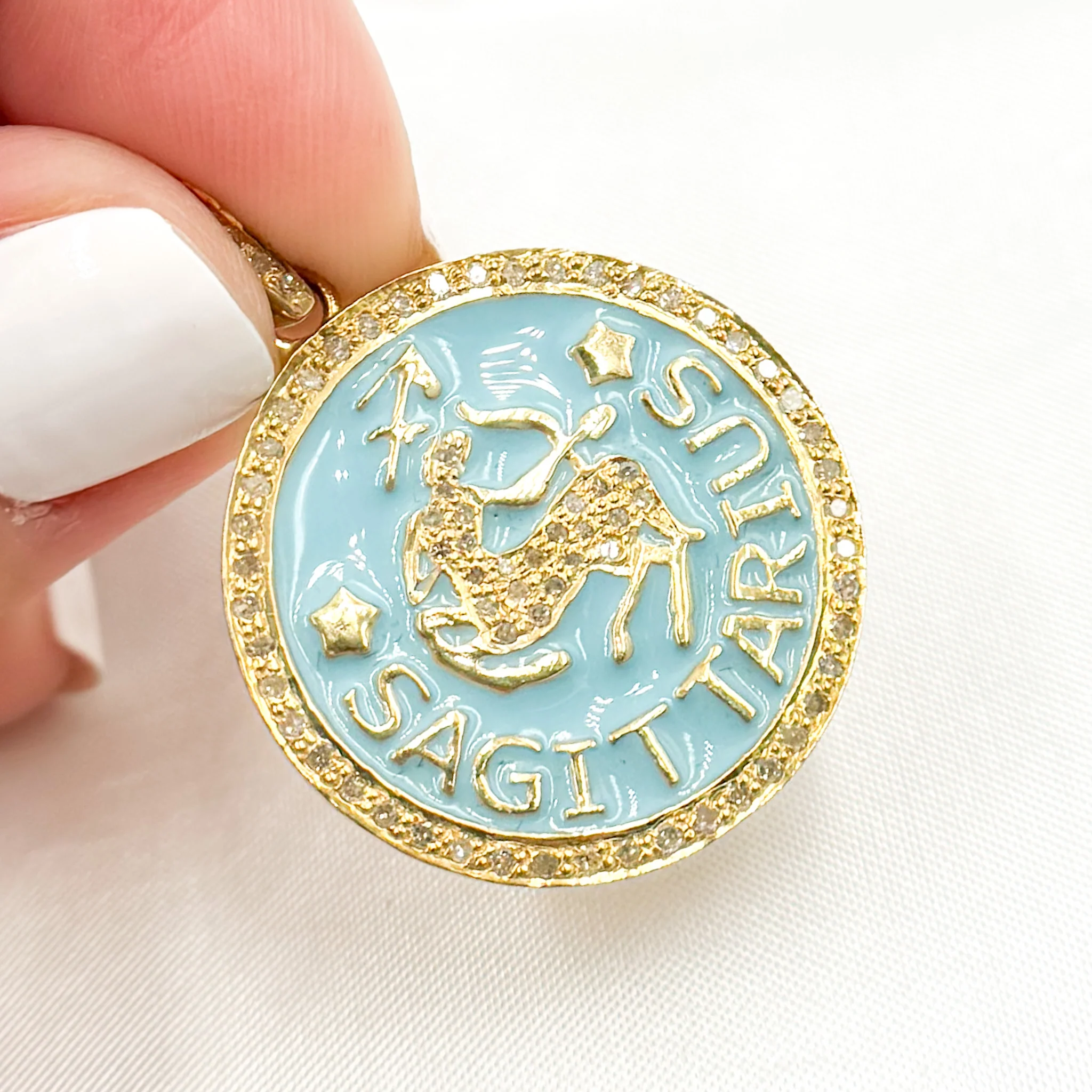 DP621A. Diamond Sterling Silver Sagittarius Zodiac Enamel Pendant - Image 3
