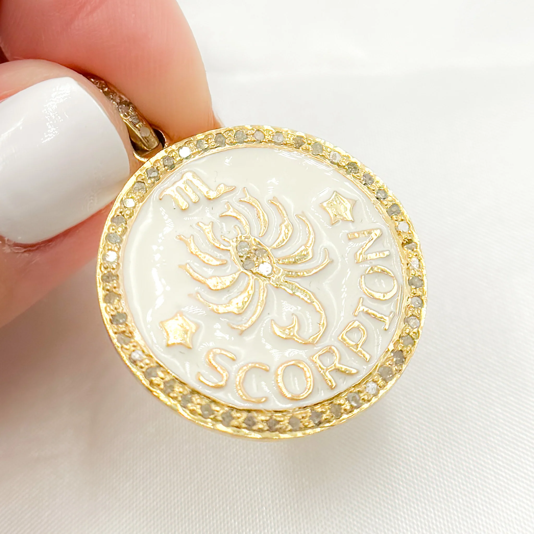 DP623A. Diamond Sterling Silver Zodiac Enamel Pendant - Image 4