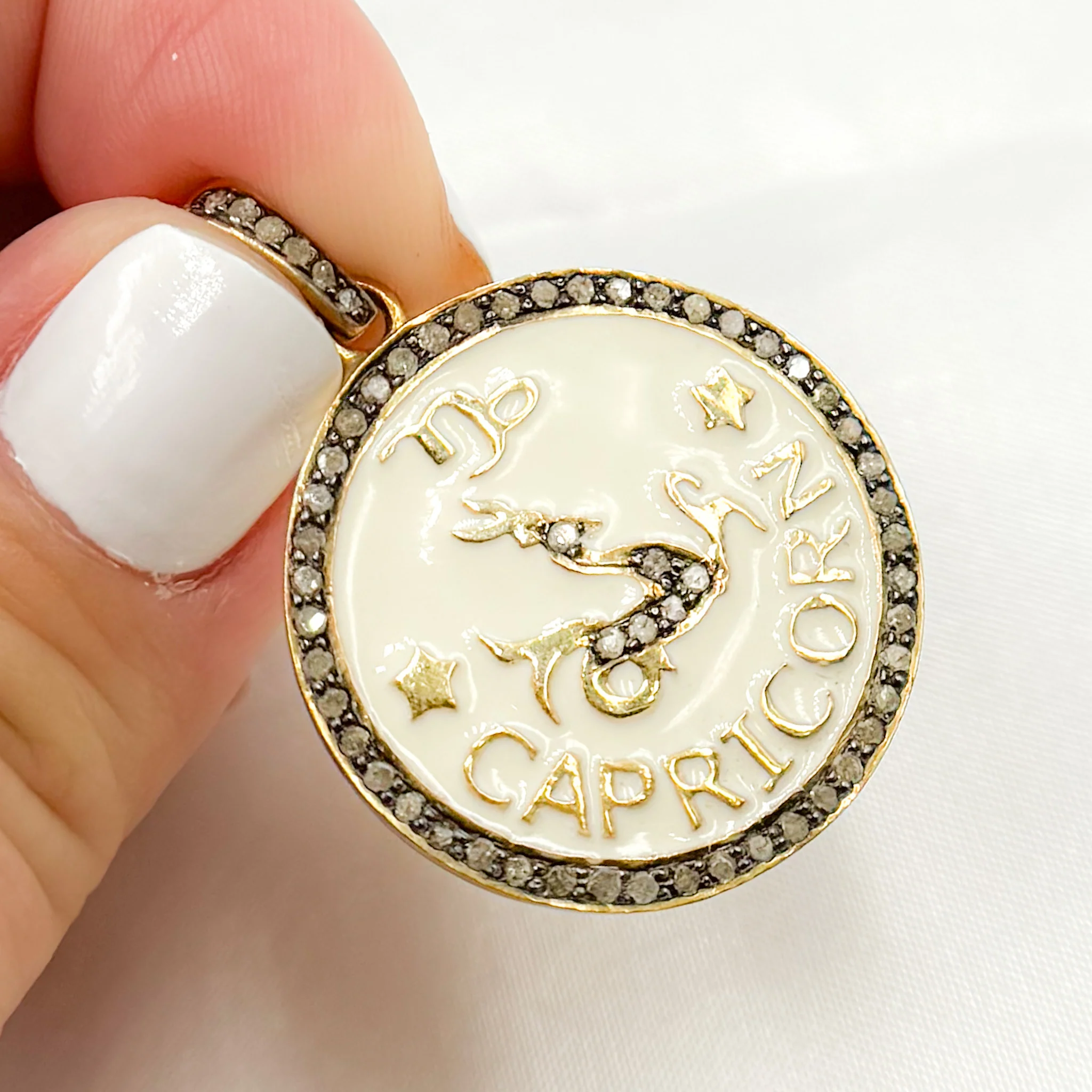 DP628A. Diamond Sterling Silver Capricorn Zodiac Enamel Pendant - Image 2