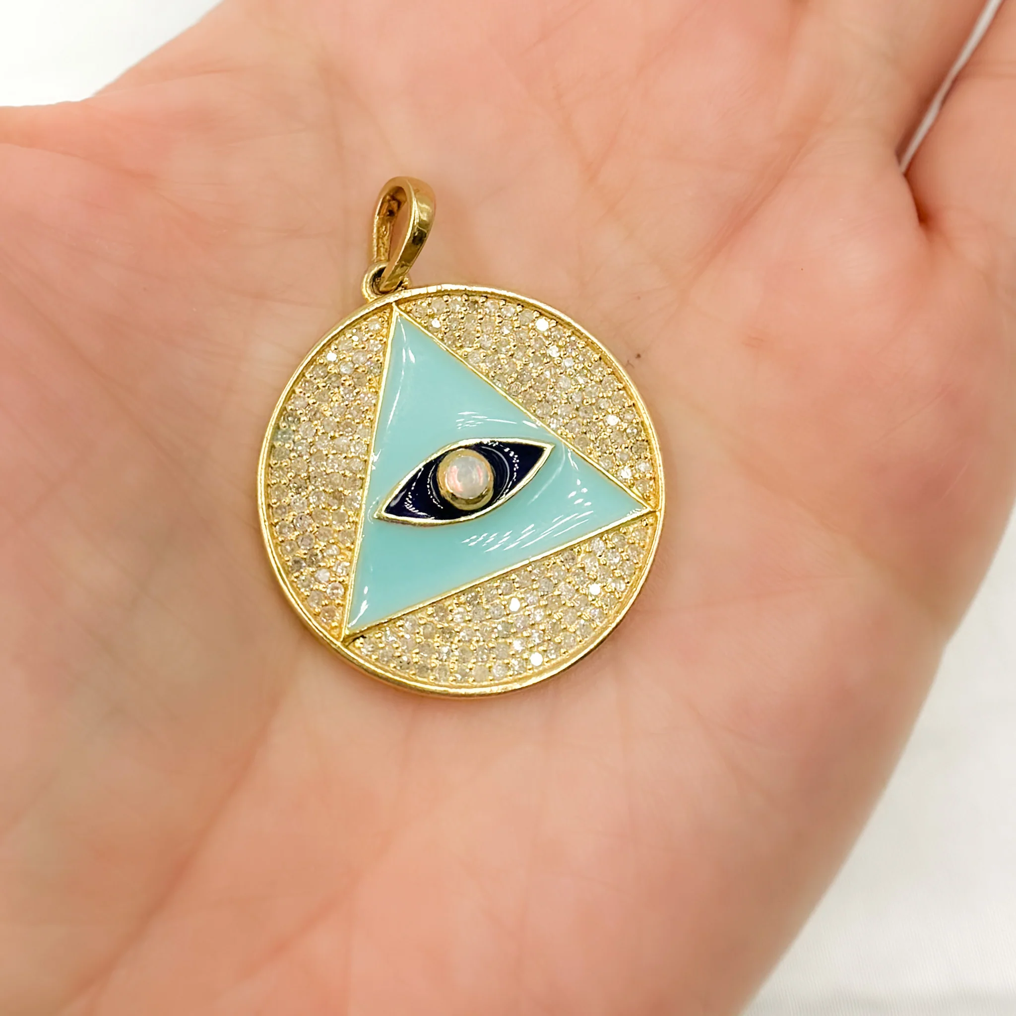 DP677A. Diamond Sterling Silver Round Illuminati Pendant with Gemstone - Image 2