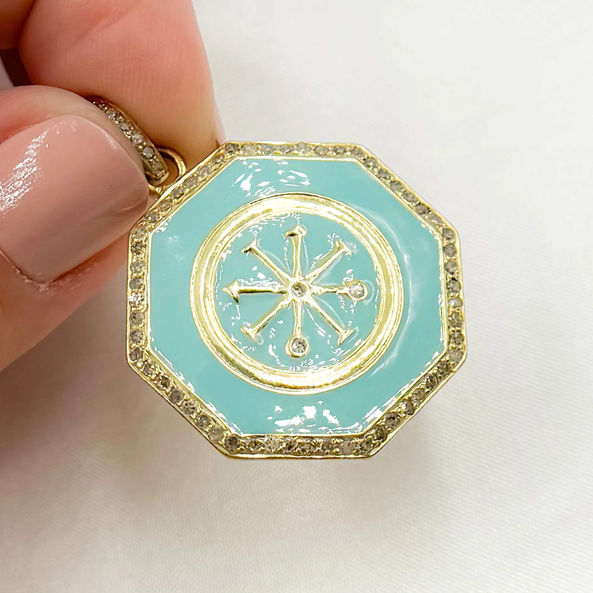 DP750A. Diamond Sterling Silver Fancy Enamel Pendant - Image 4