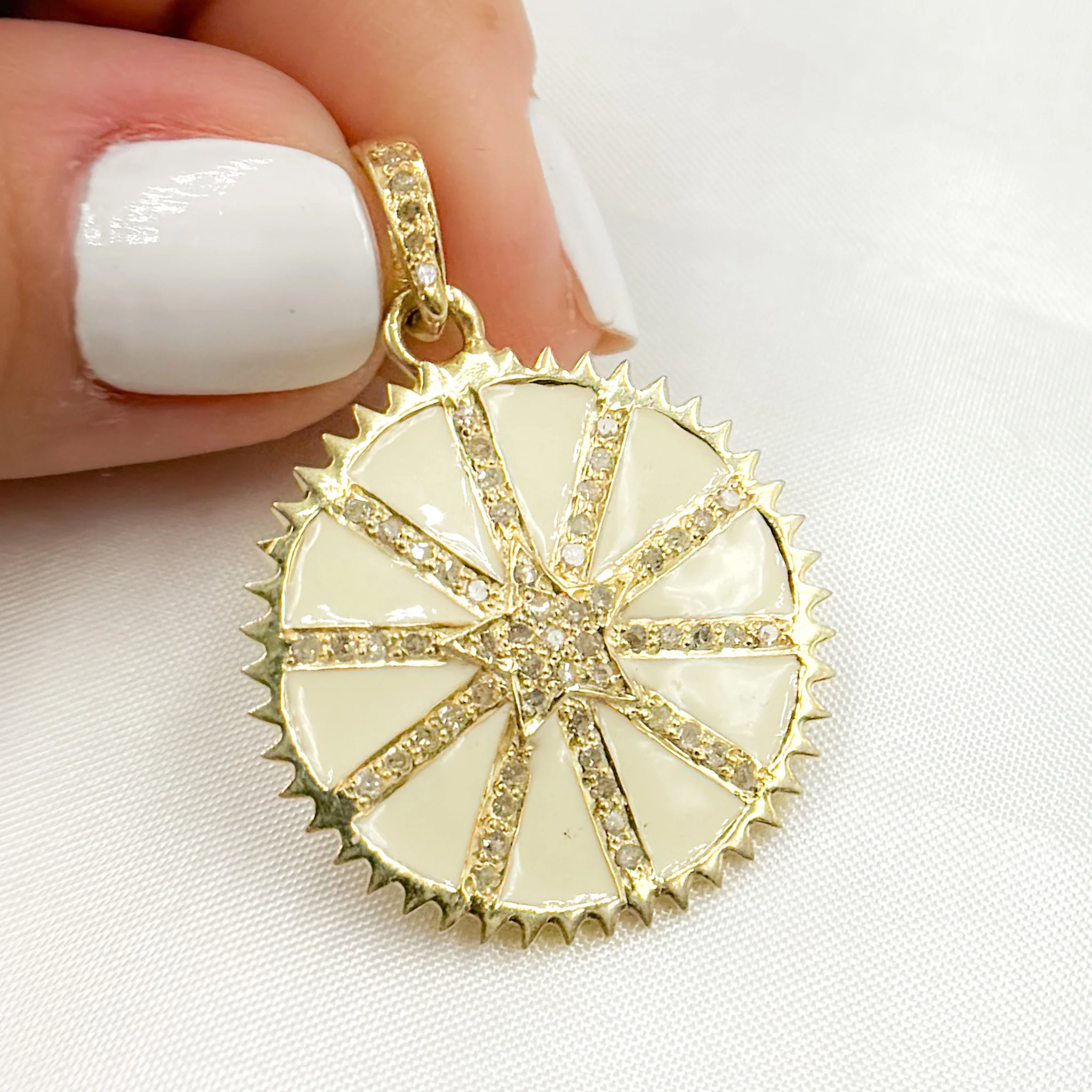 DP765A. Diamond Sterling Silver Round Star Enamel Pendant