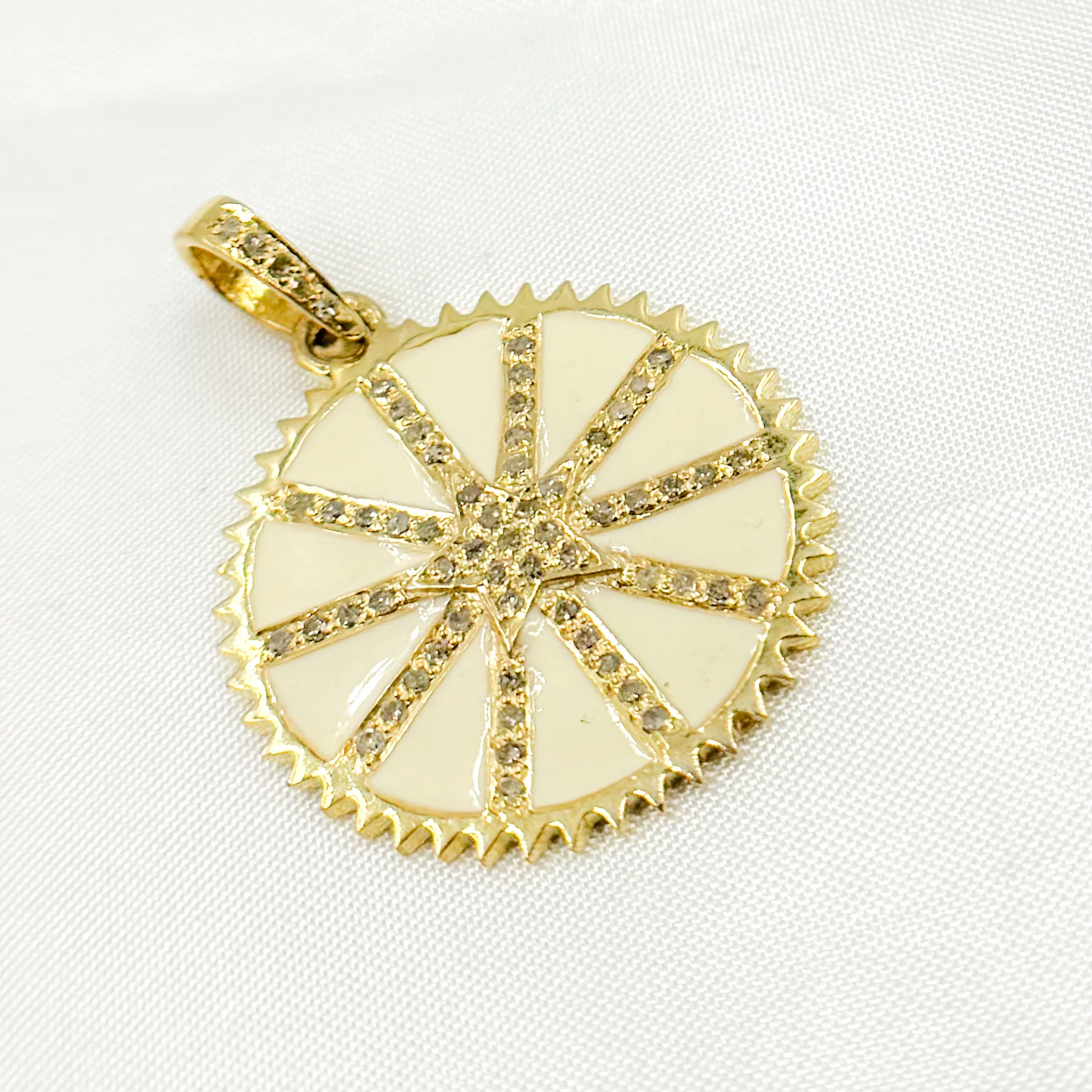 DP765A. Diamond Sterling Silver Round Star Enamel Pendant - Image 3