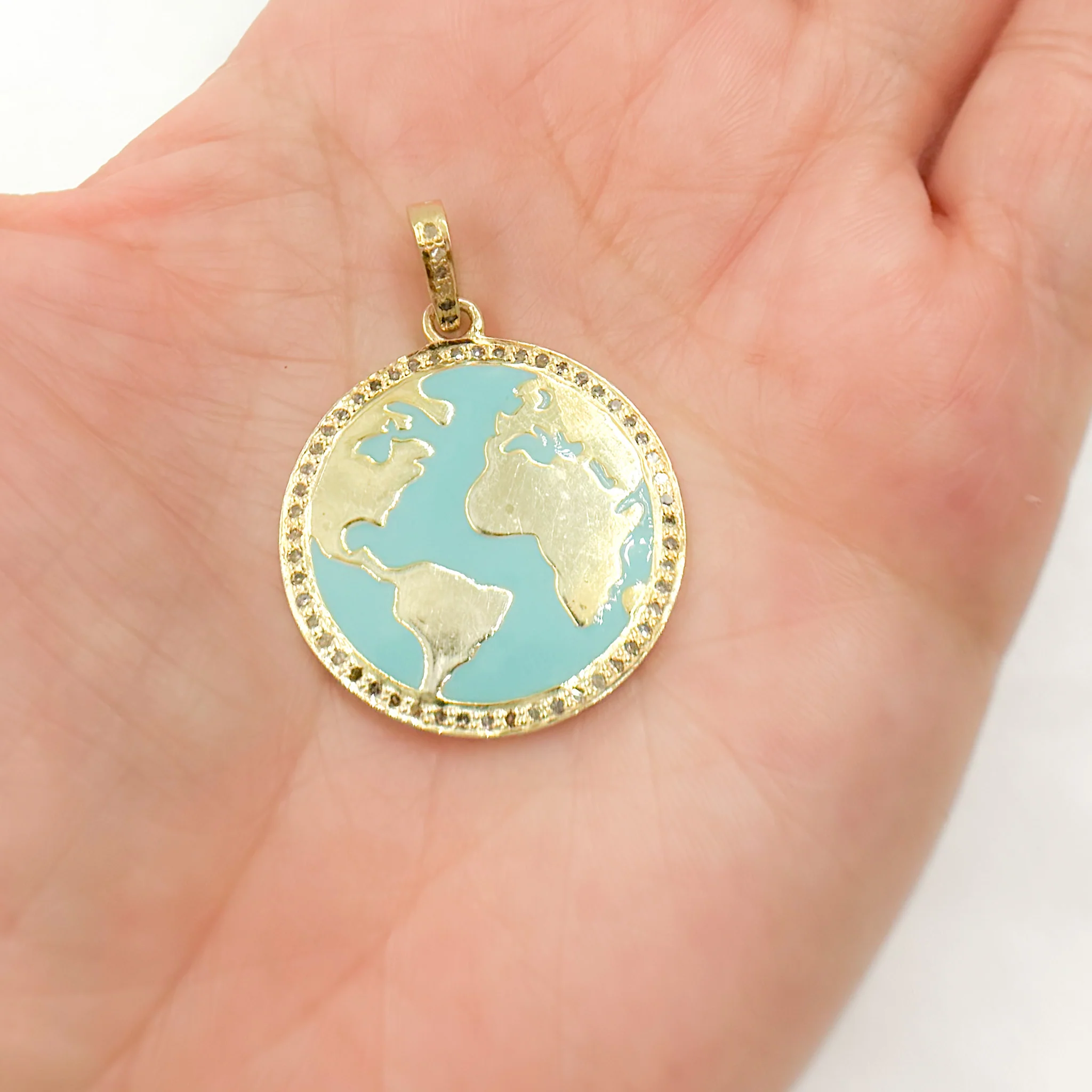 DP769A. Diamond Sterling Silver Round Planet Pendant - Image 4