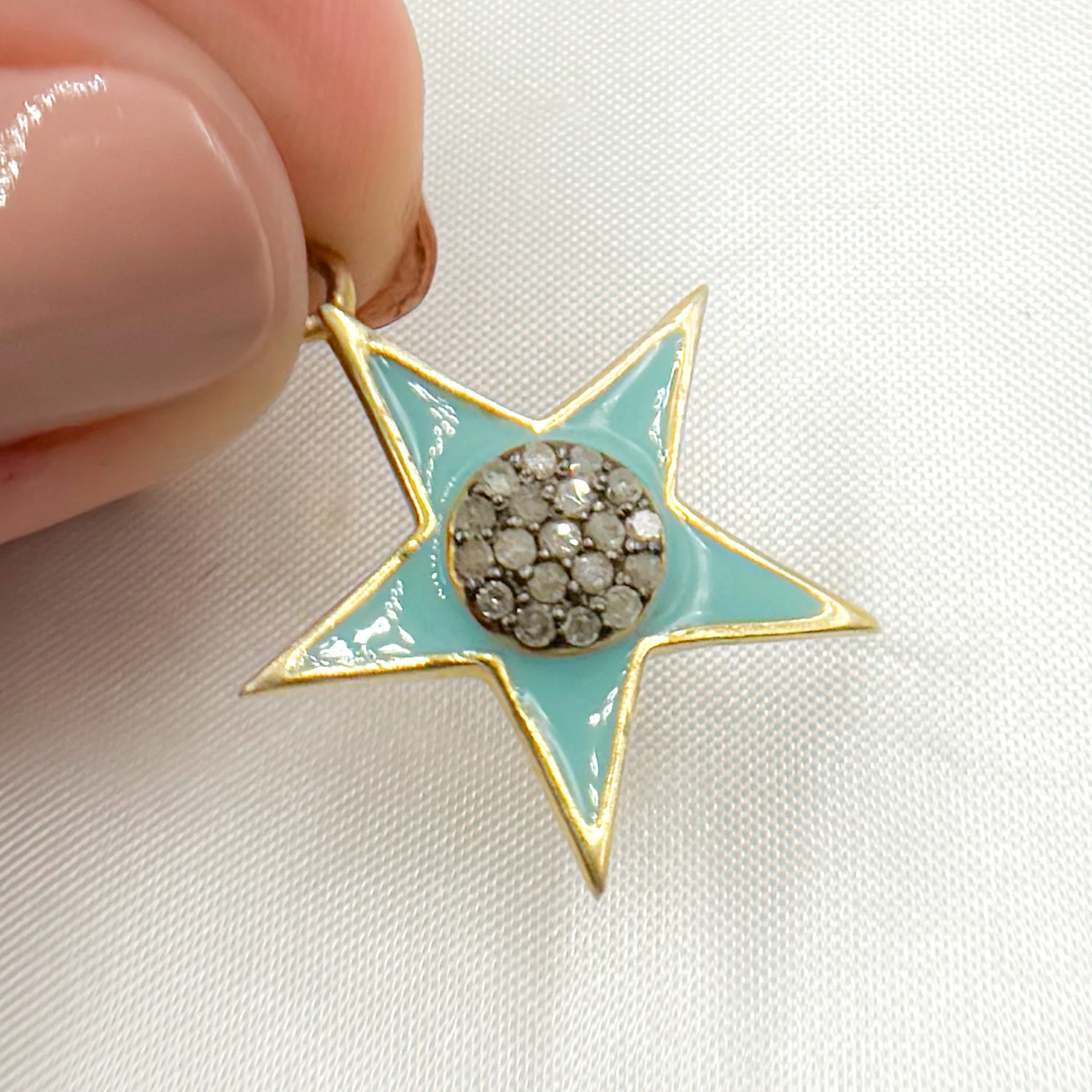 DP773A. Diamond Sterling Silver Star Enamel Pendant - Image 4