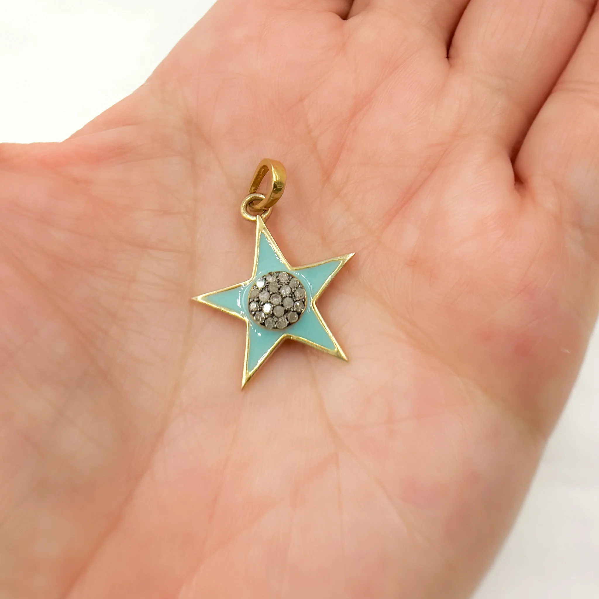 DP773A. Diamond Sterling Silver Star Enamel Pendant - Image 6