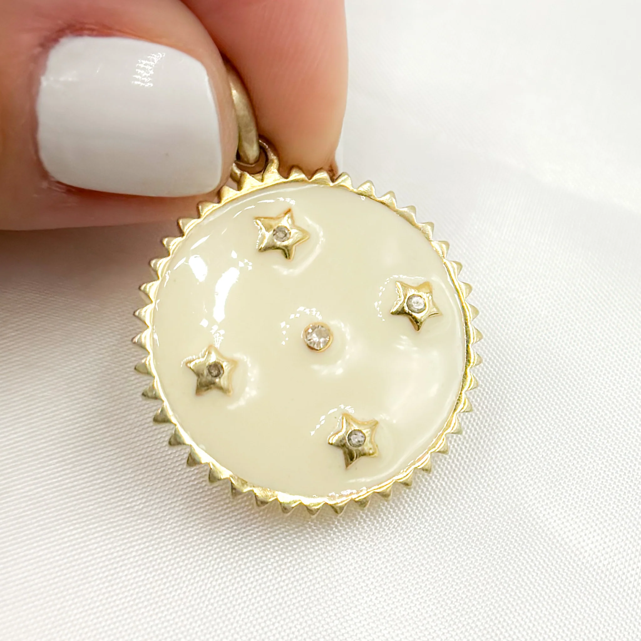 DP784A. Diamond Sterling Silver Round Star Enamel Pendant - Image 4