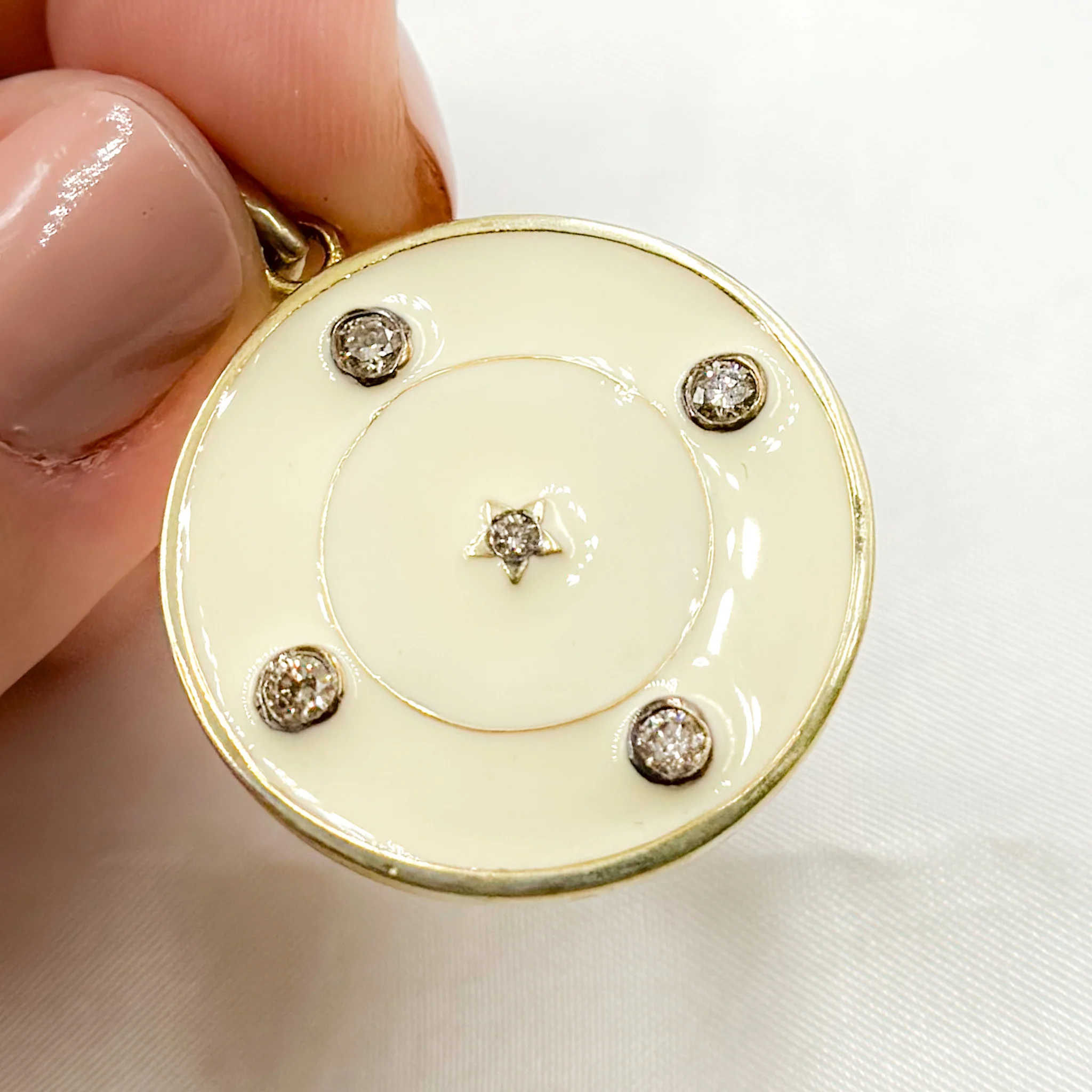 DP791A. Diamond Sterling Silver Round Star Enamel Pendant - Image 3