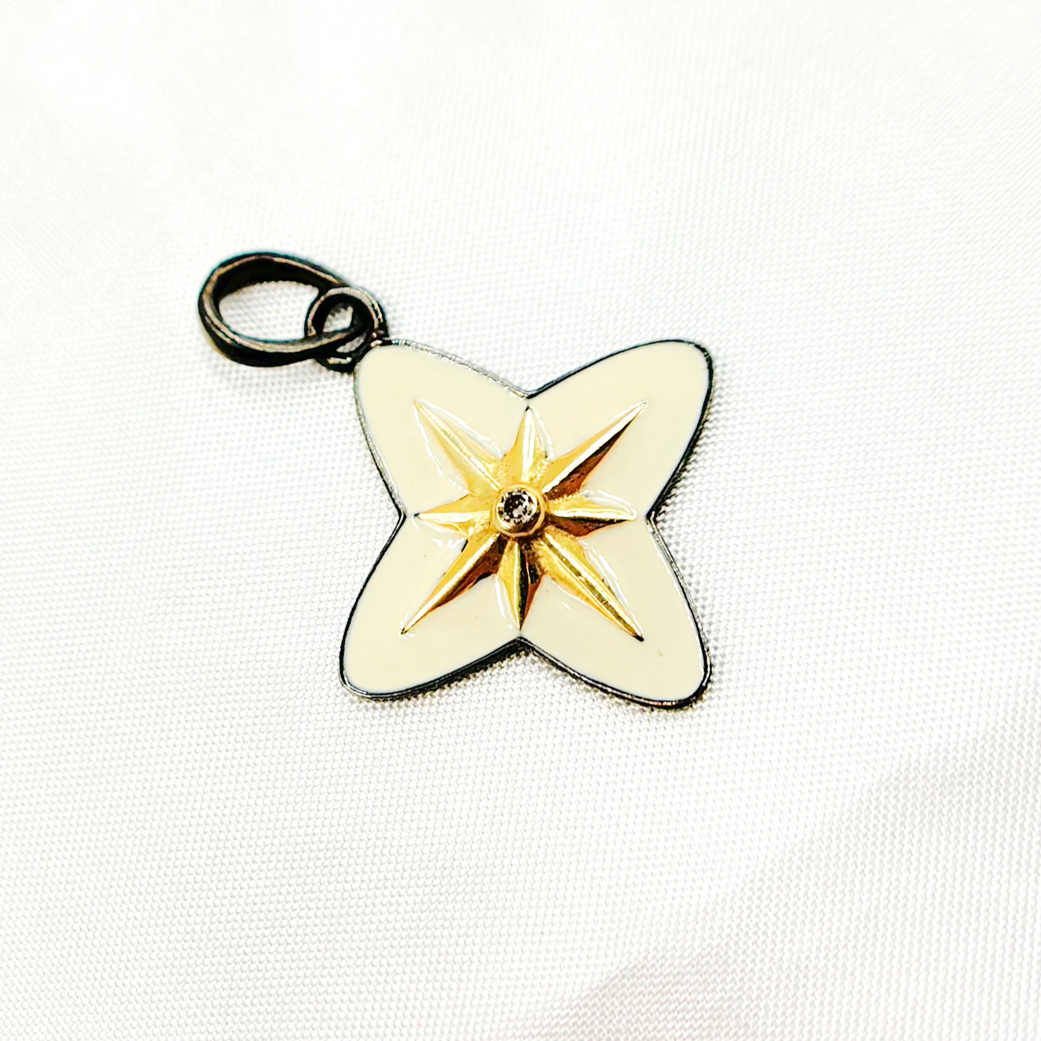 DP792A. Diamond Sterling Silver Flower Enamel Pendant - Image 3