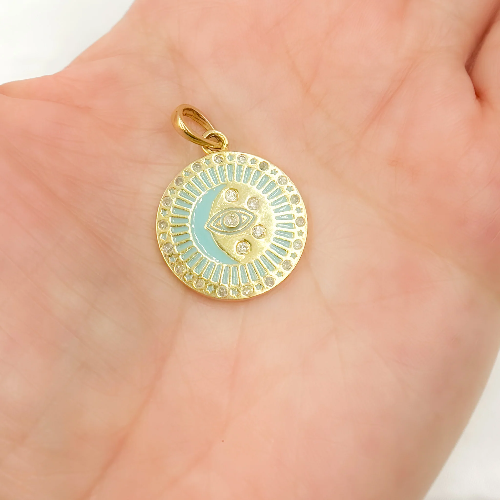 DP828A. Diamond Sterling Silver Round Fancy Enamel Pendant - Image 3