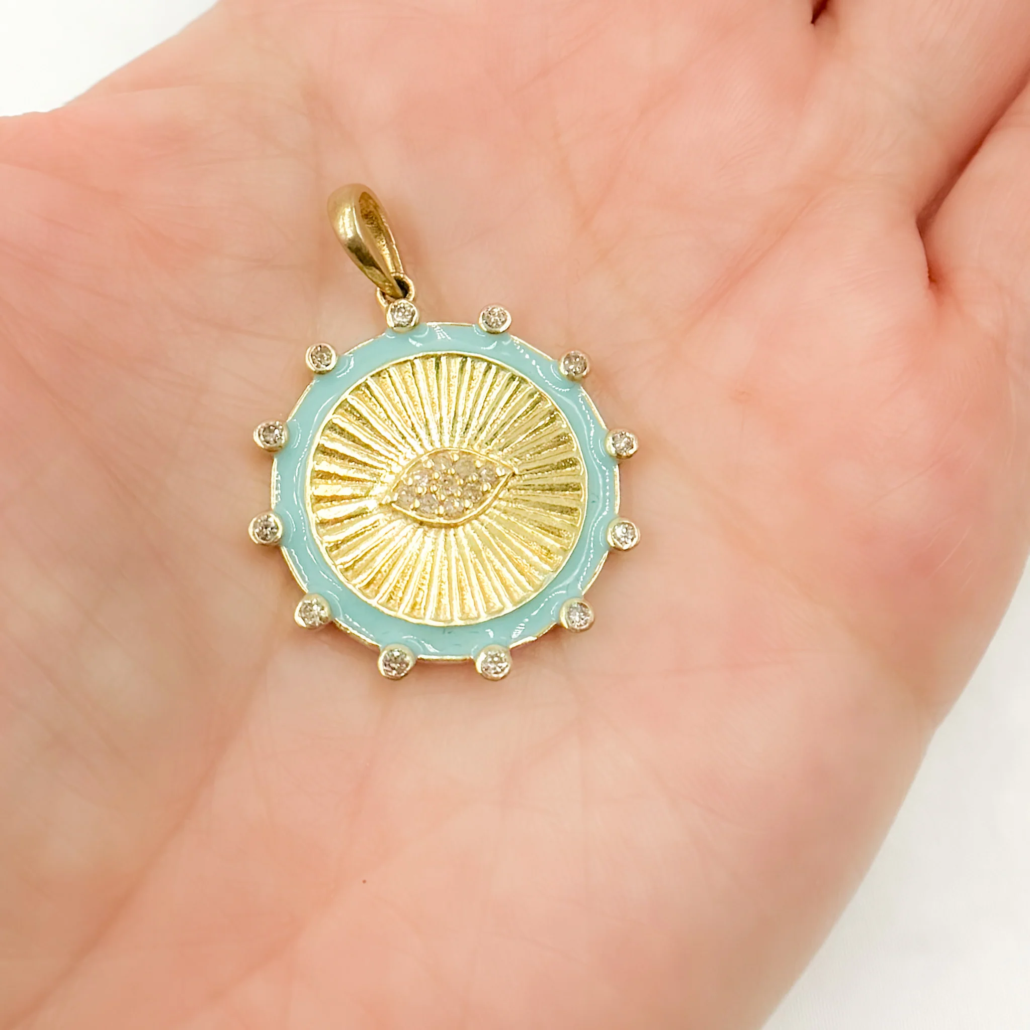 DP835A. Diamond Sterling Silver Round Enamel Pendant - Image 2