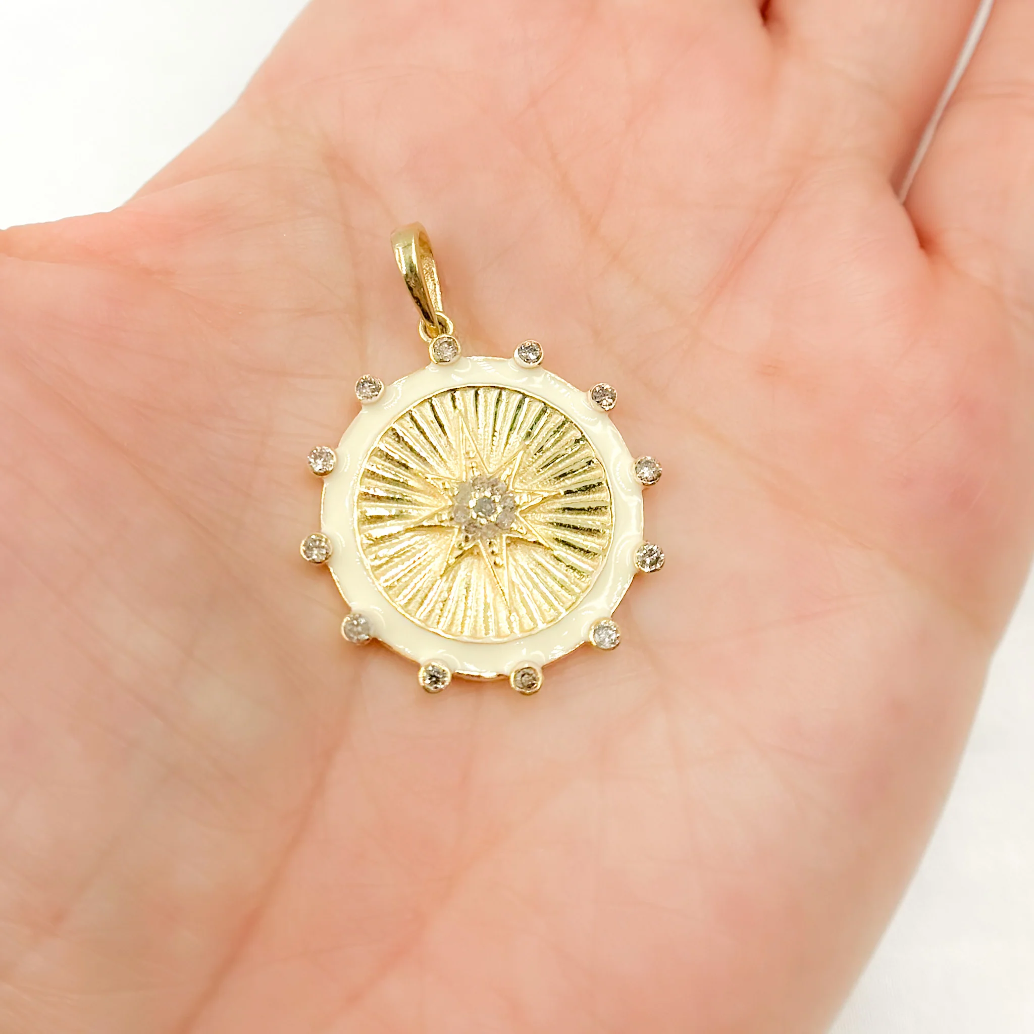 DP836A. Diamond Sterling Silver Round Star Enamel Pendant - Image 4