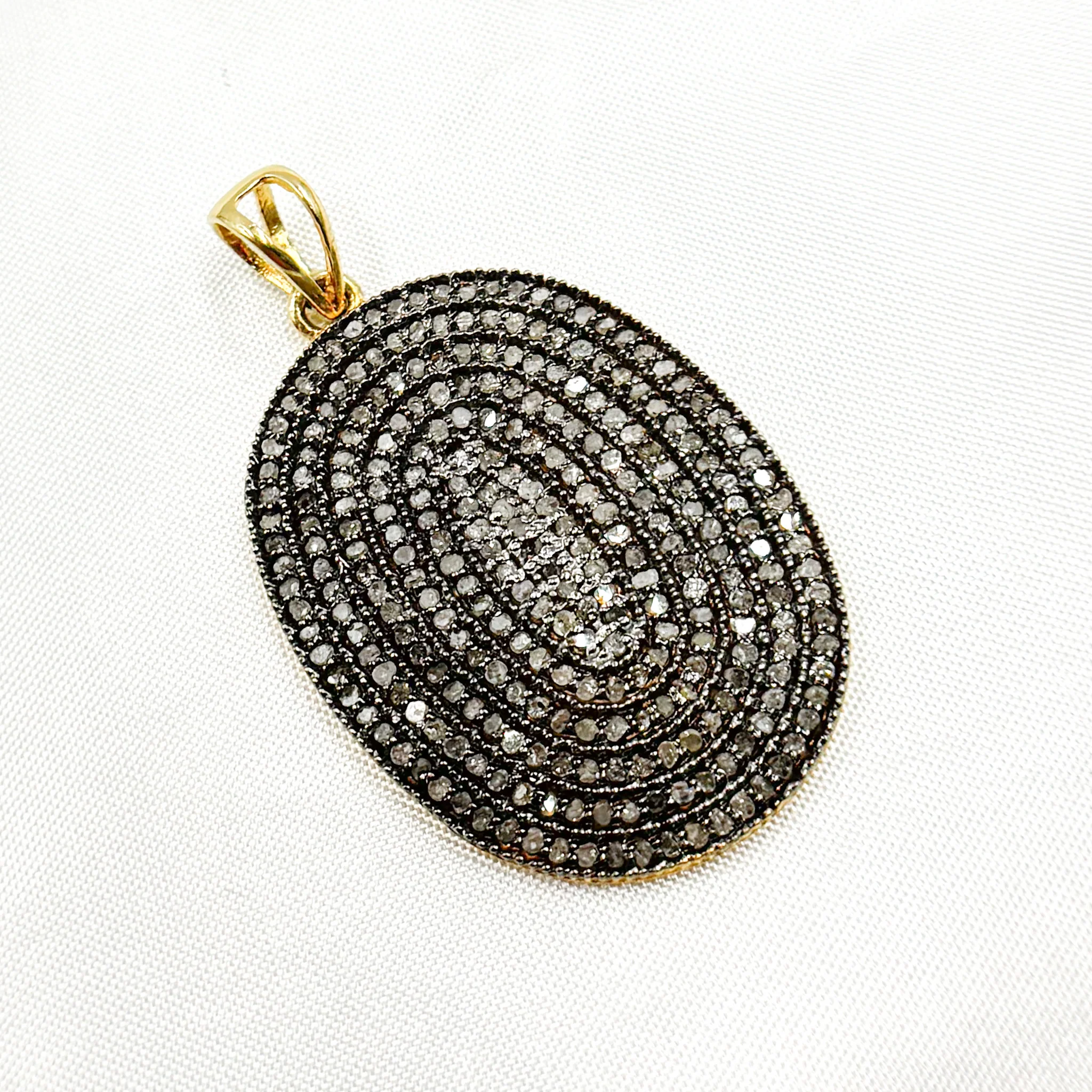 DP012. Diamond Sterling Silver Oval Pendant - Image 2
