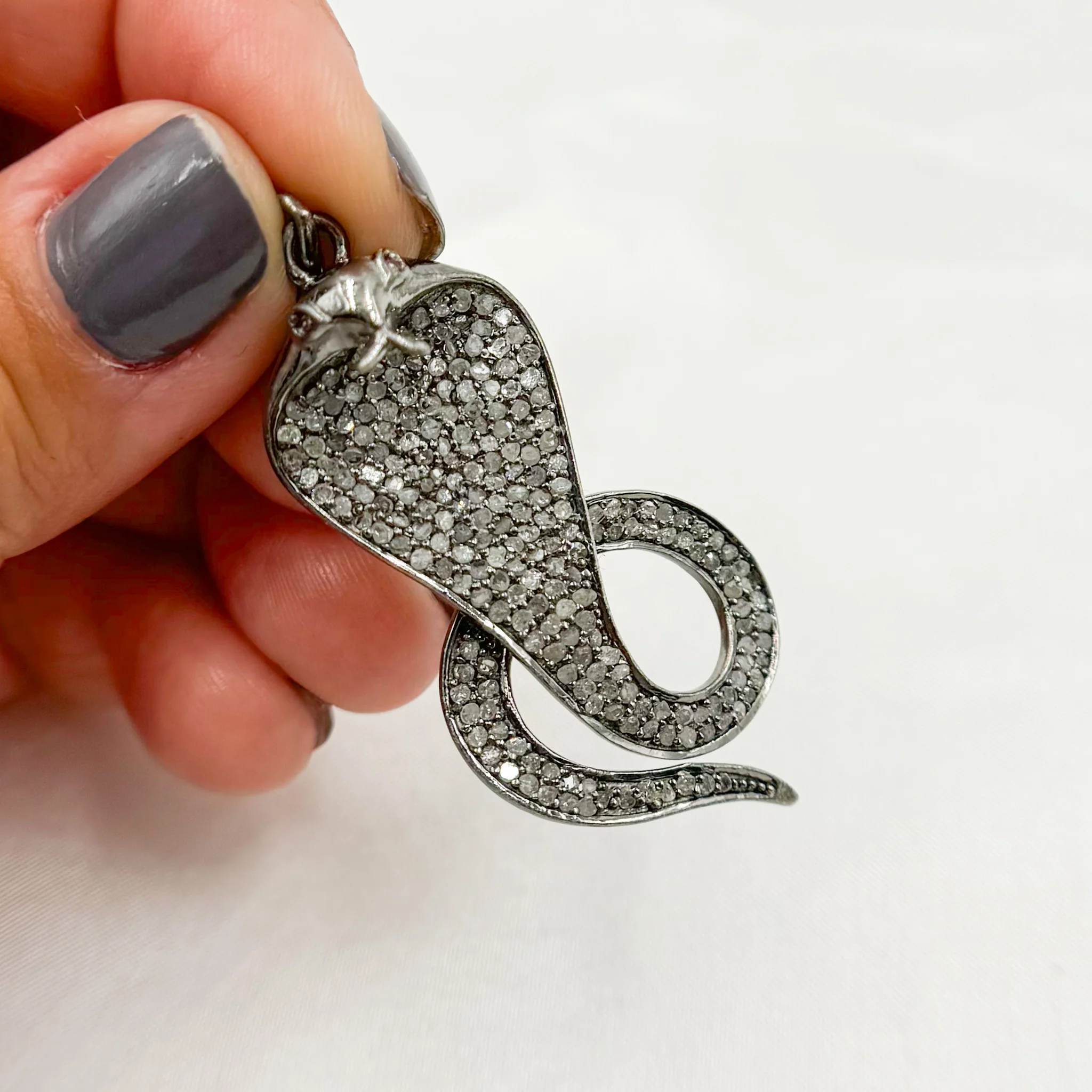 DP071. Diamond Sterling Silver Snake Pendant with Gemstone - Image 3