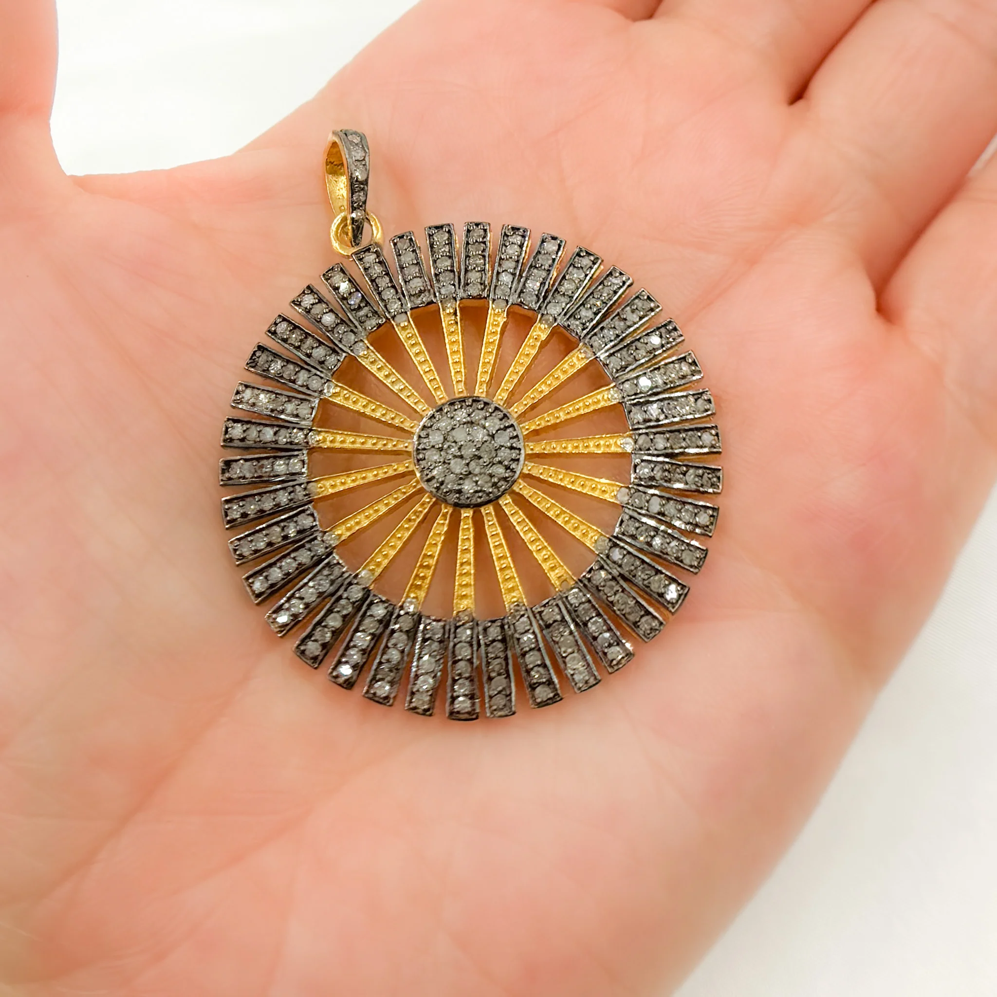 DP099. Diamond Sterling Silver Fancy Sun Pendant - Image 5