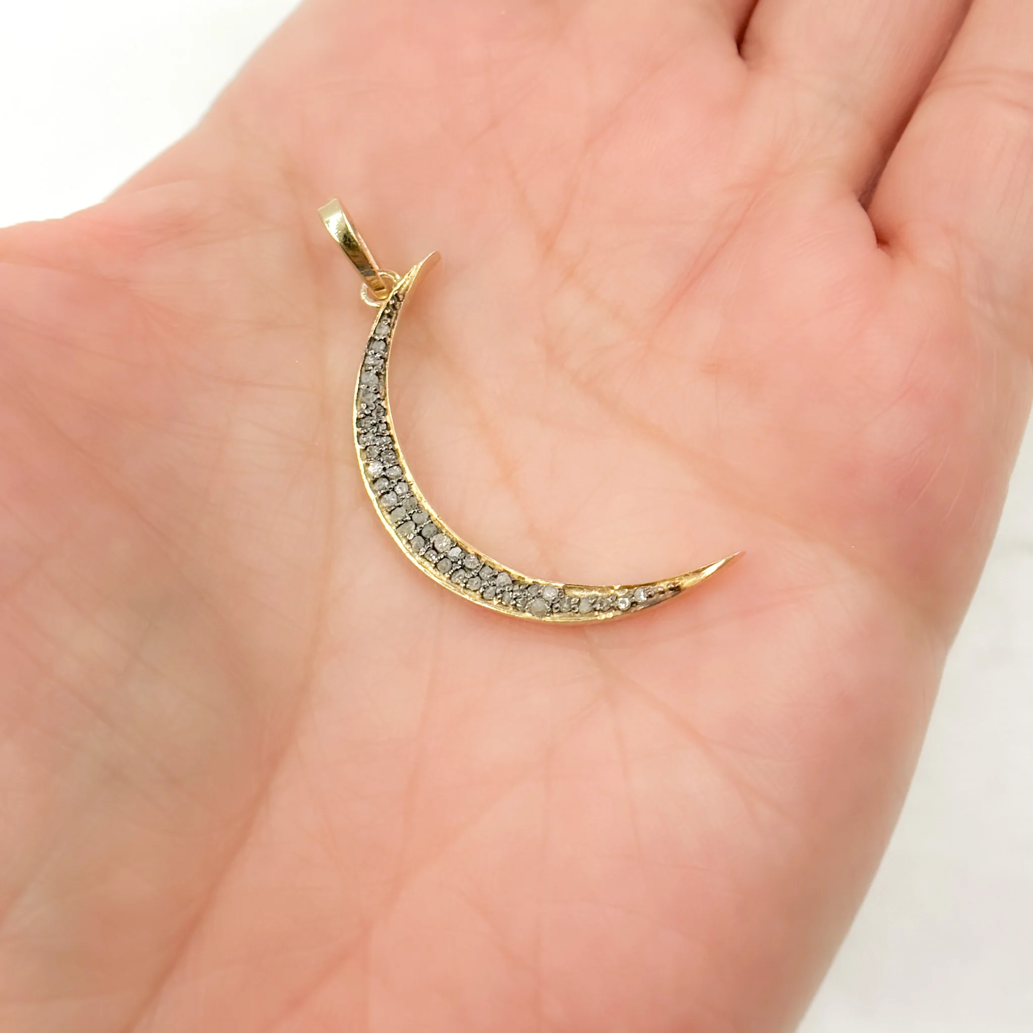 DP1003. Diamond Sterling Silver Moon Pendant - Image 5