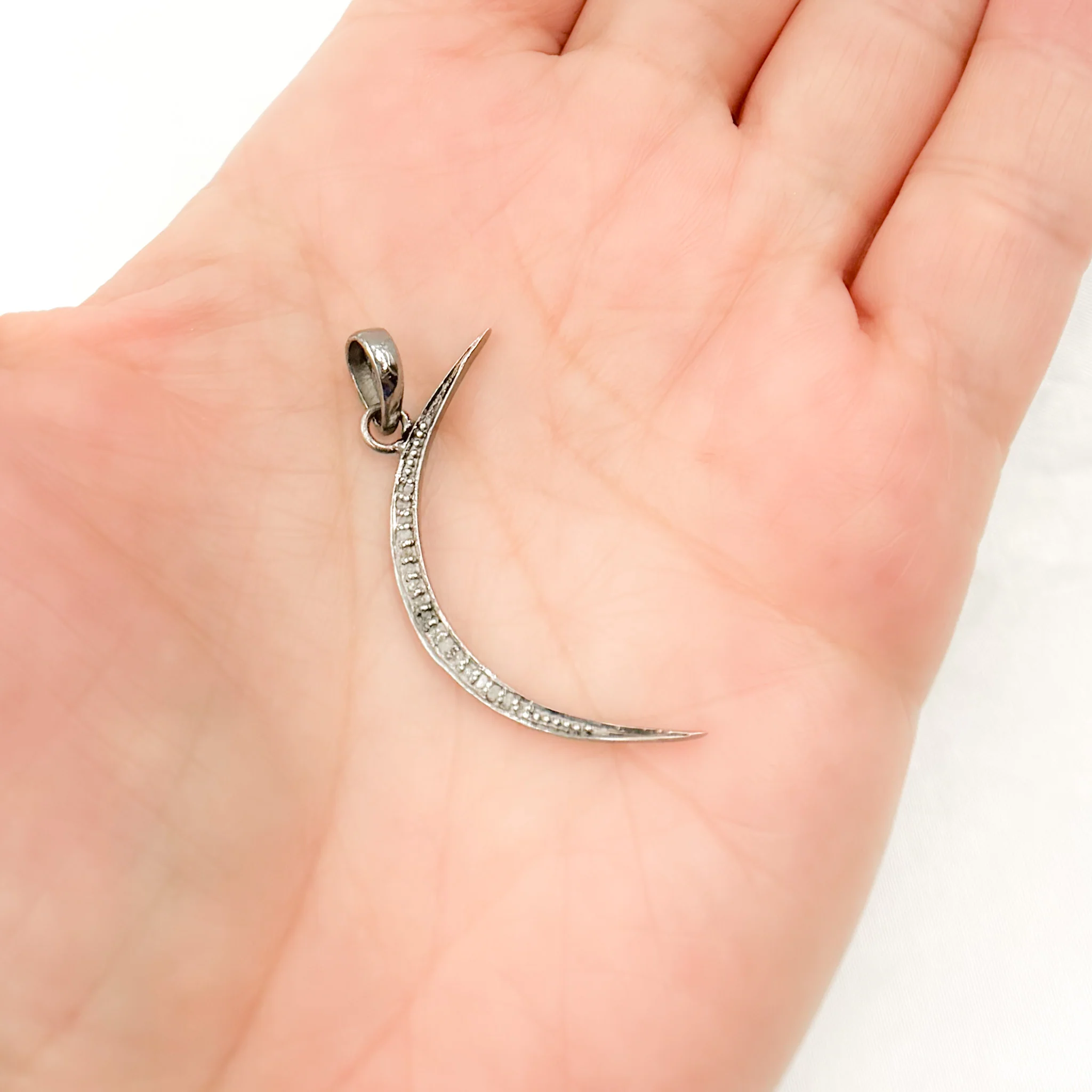 DP1005. Diamond Sterling Silver Moon Pendant - Image 2