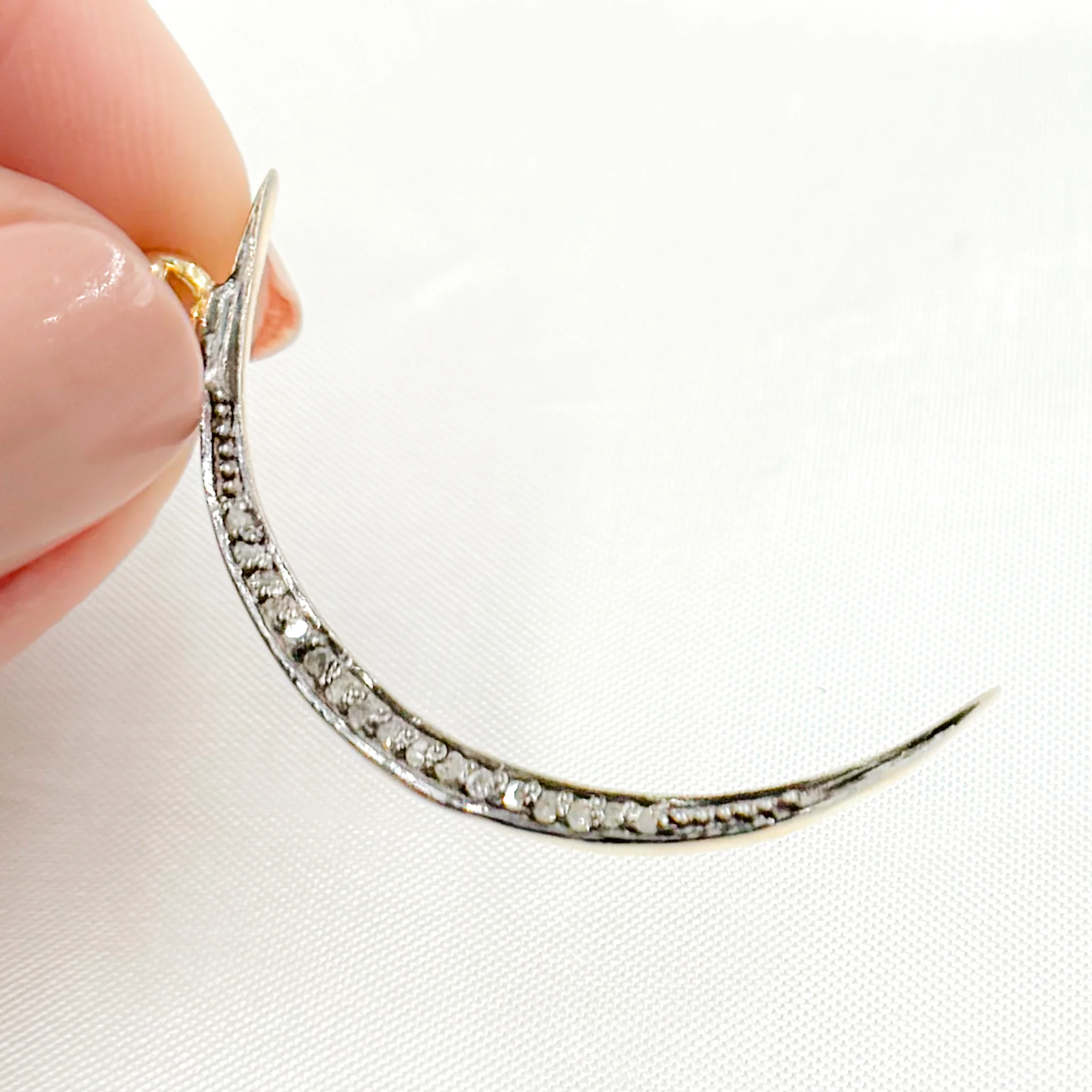 DP1005. Diamond Sterling Silver Moon Pendant - Image 4