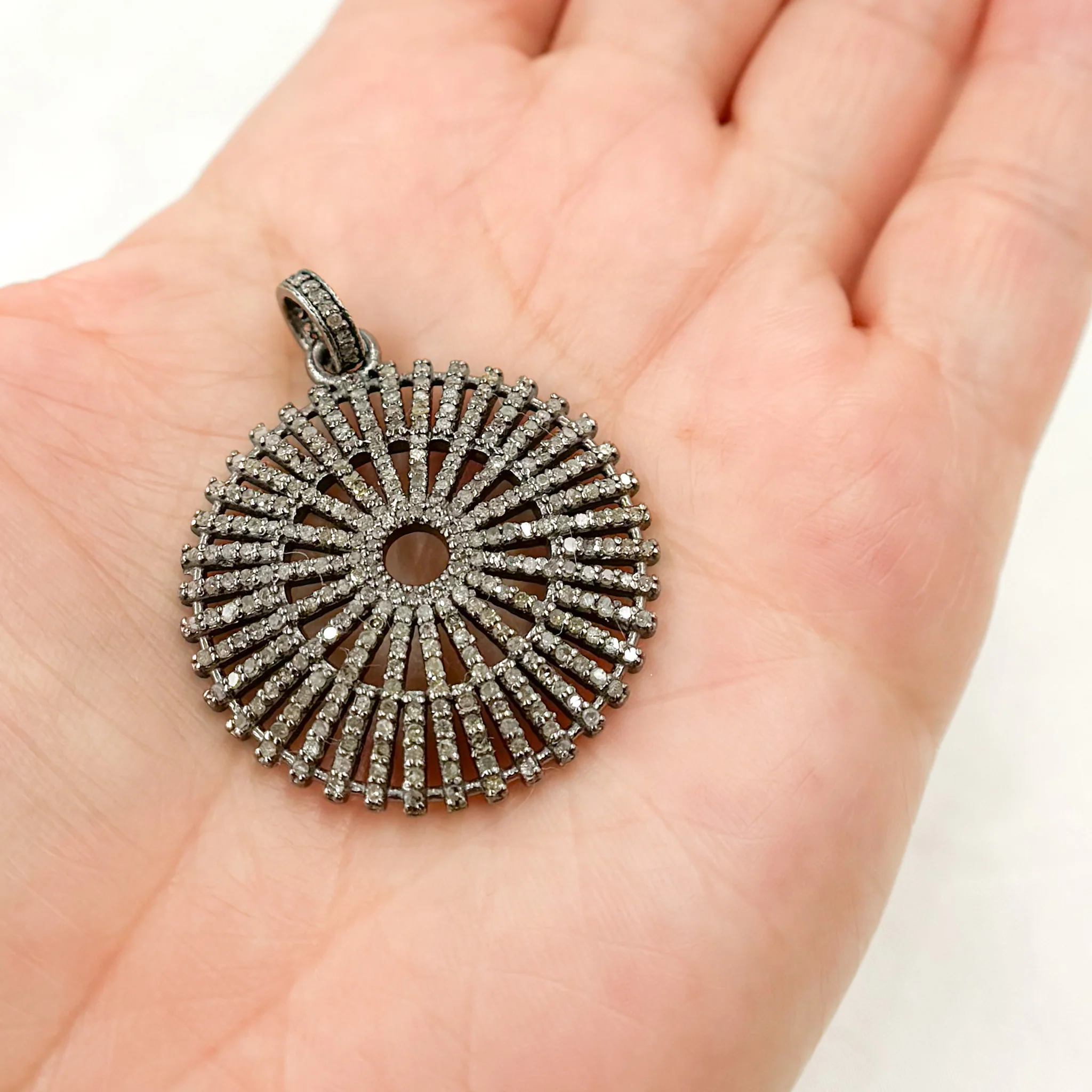 DP1014. Diamond Sterling Silver Fancy Sun Pendant - Image 2