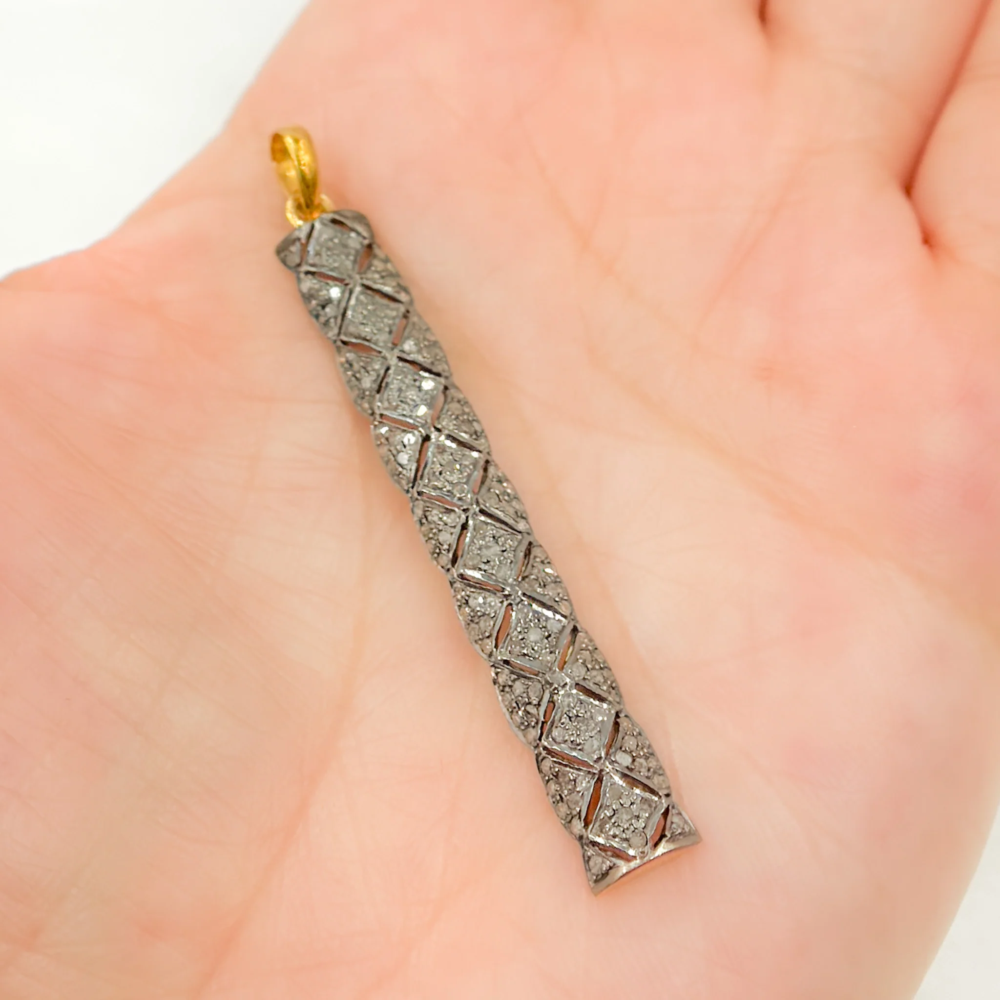 DP153. Diamond Sterling Silver Rectangle Pendant - Image 2
